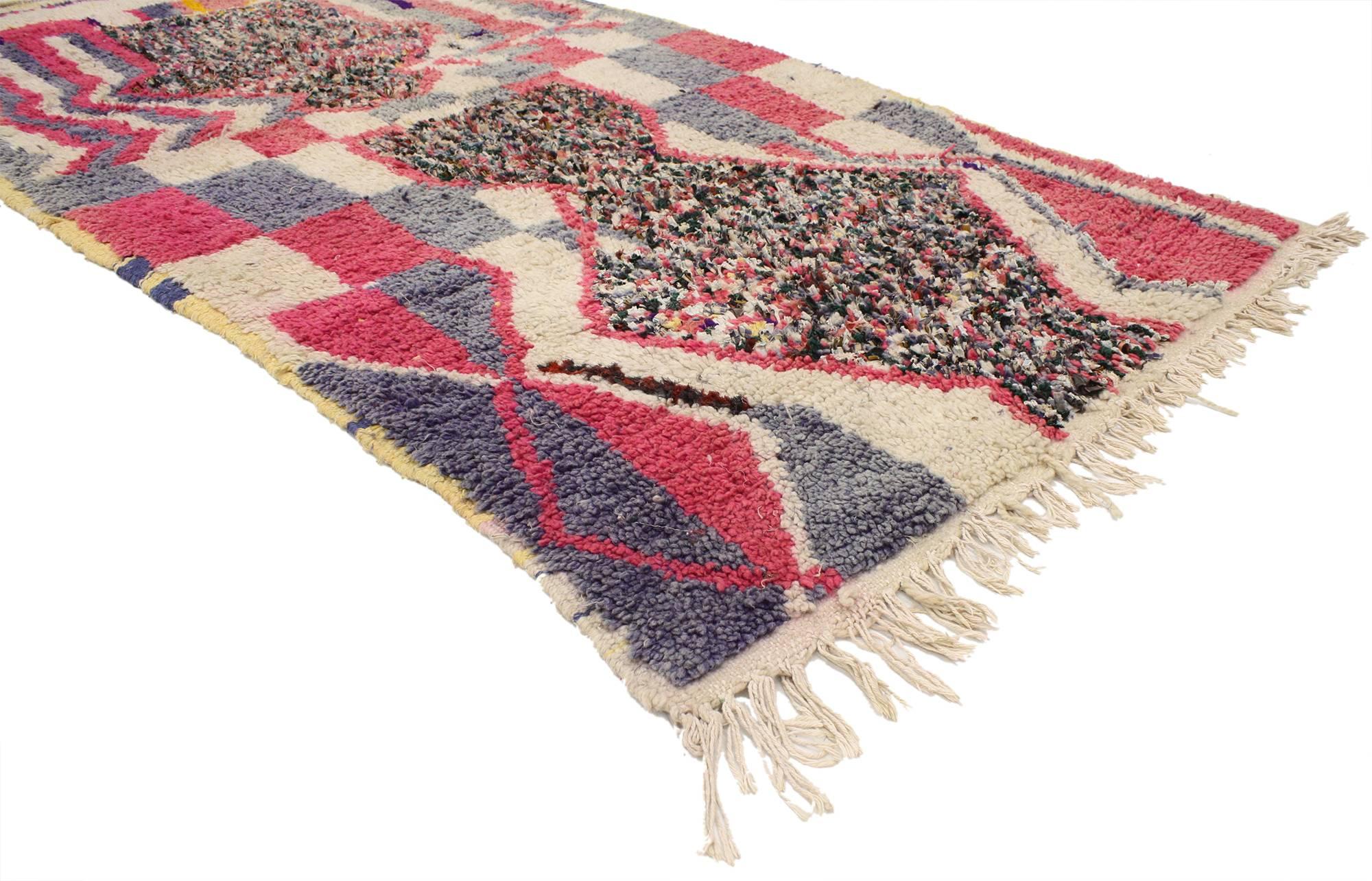 Hand-Knotted Vintage Berber Moroccan Azilal Rug with Post-Modern Memphis Style