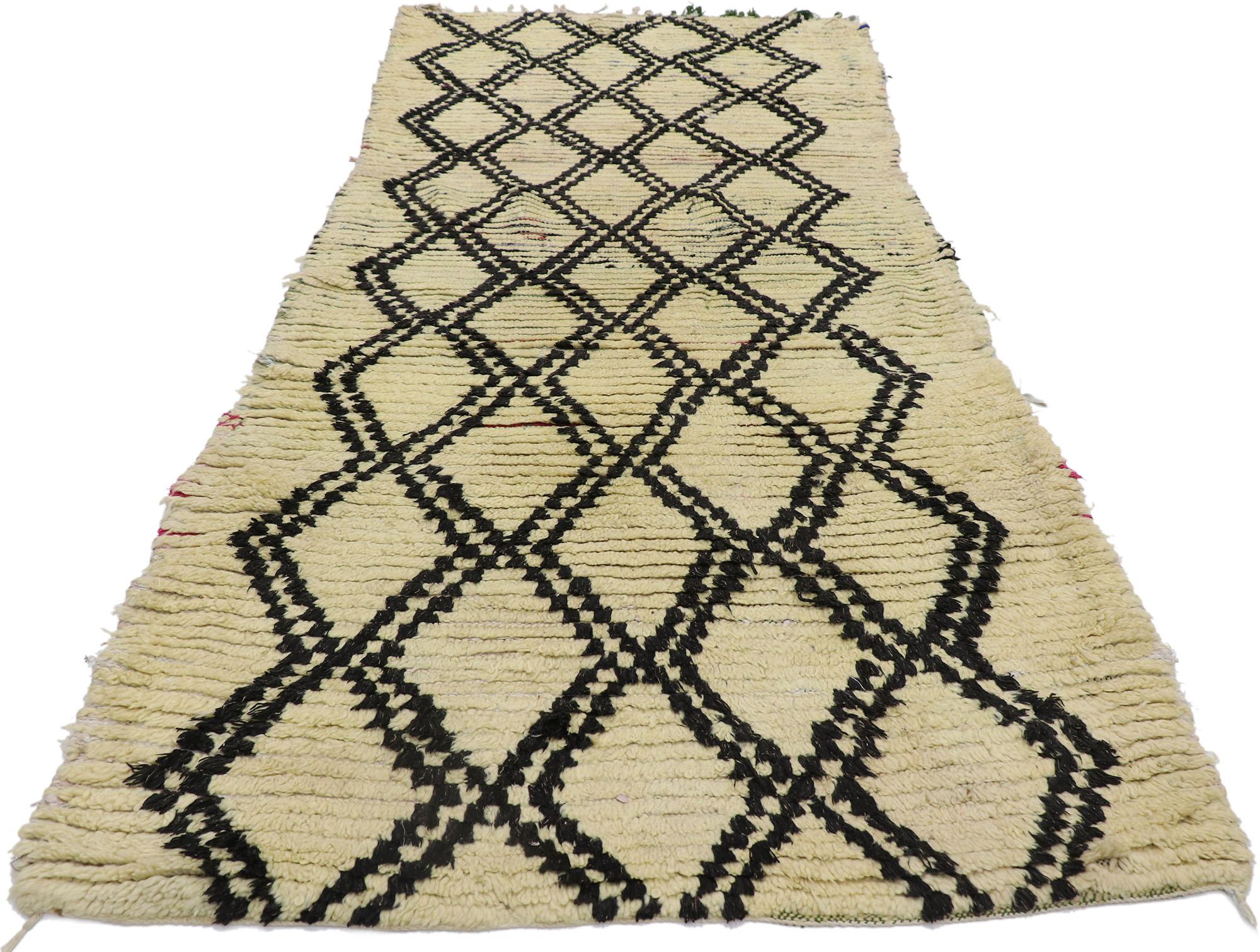 Hand-Knotted Vintage Berber Moroccan Azilal Rug with Tribal Style For Sale