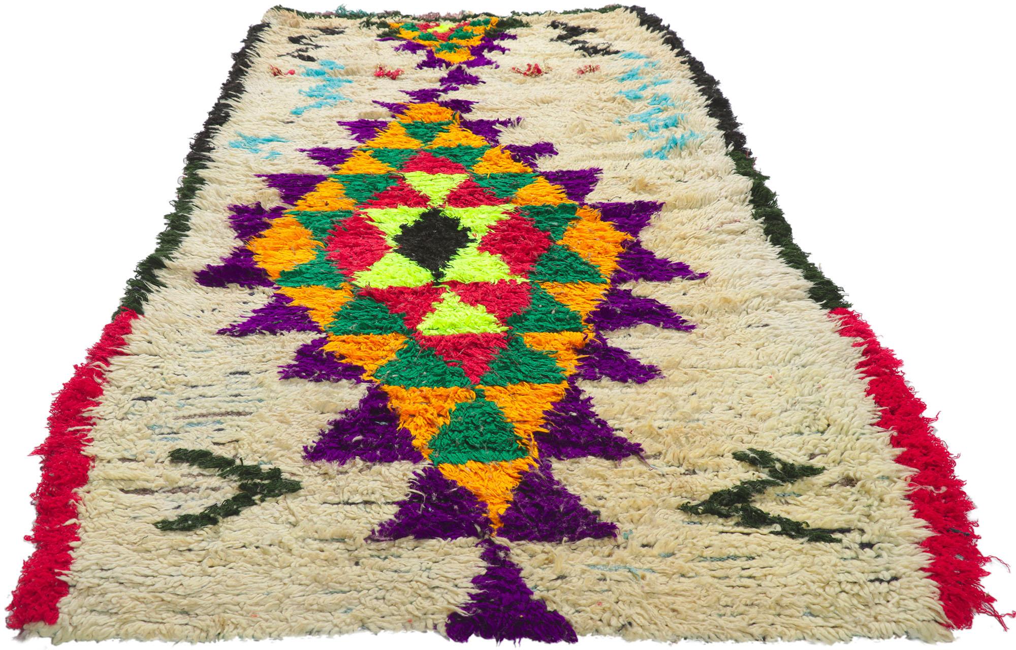 Hand-Knotted Vintage Berber Moroccan Azilal Rug with Tribal Style  For Sale