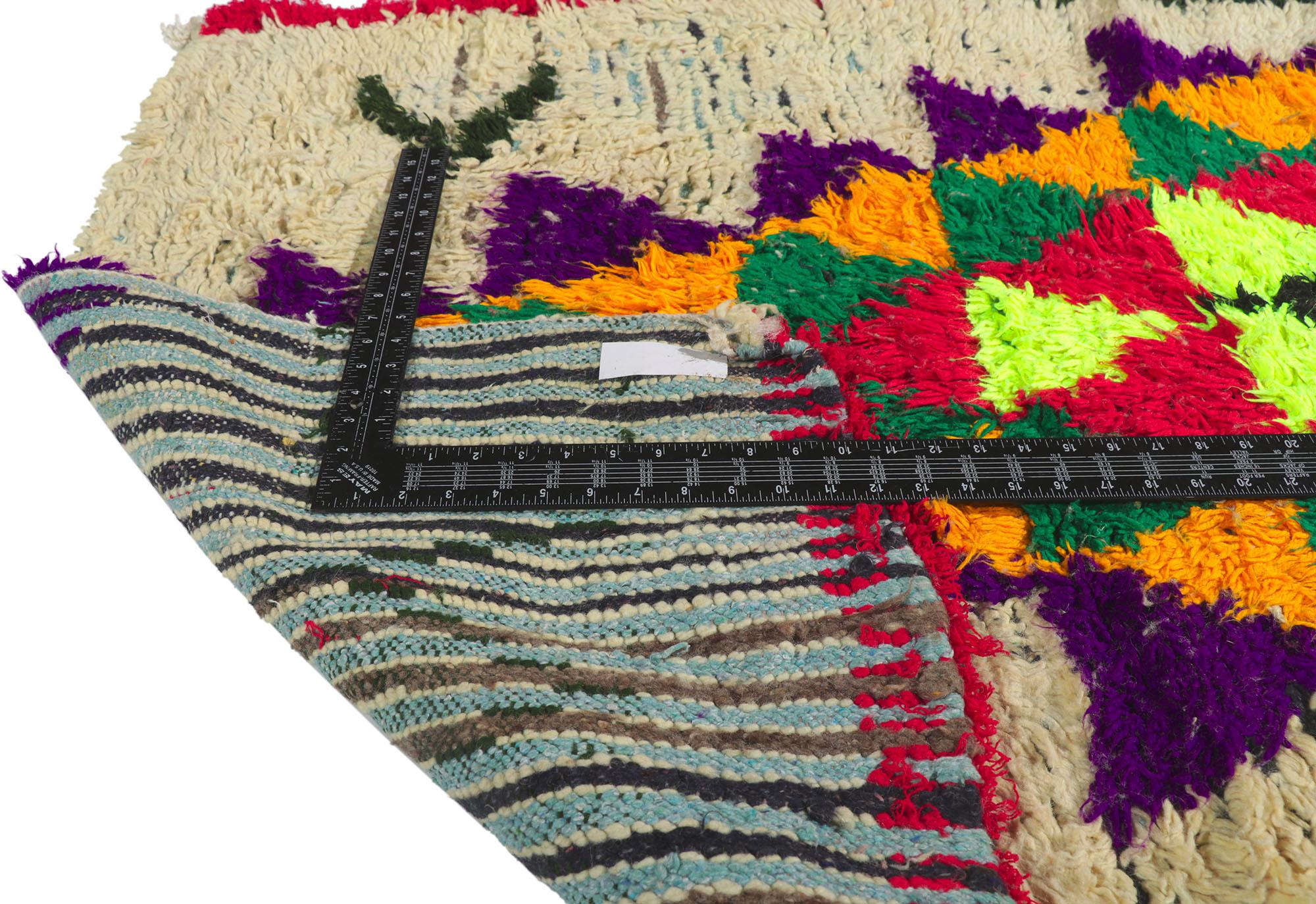 20th Century Vintage Berber Moroccan Azilal Rug with Tribal Style For Sale