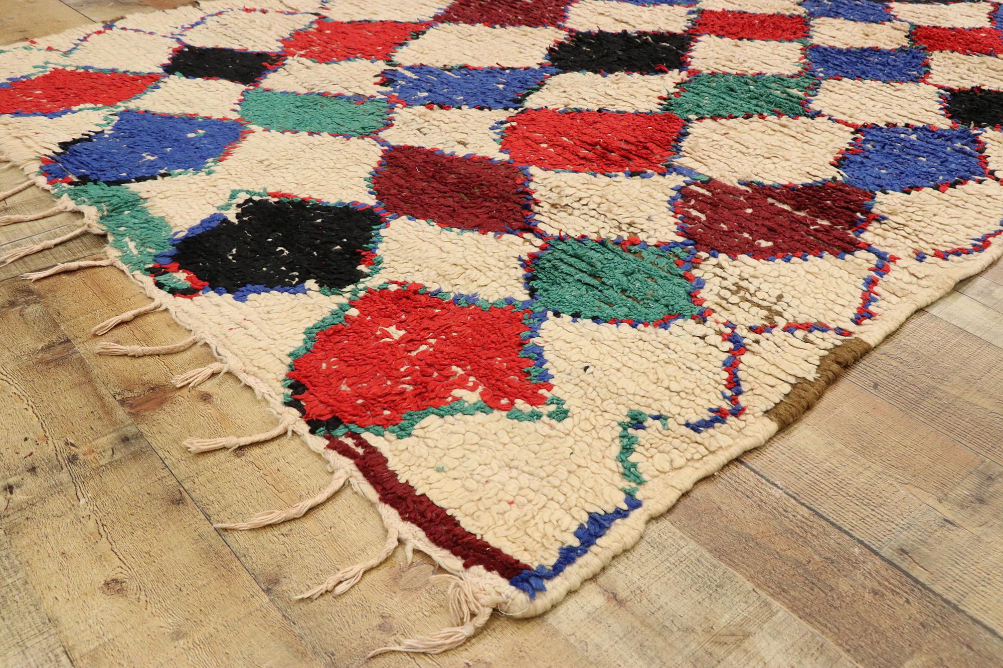Wool Vintage Berber Moroccan Azilal Rug with Tribal Style For Sale