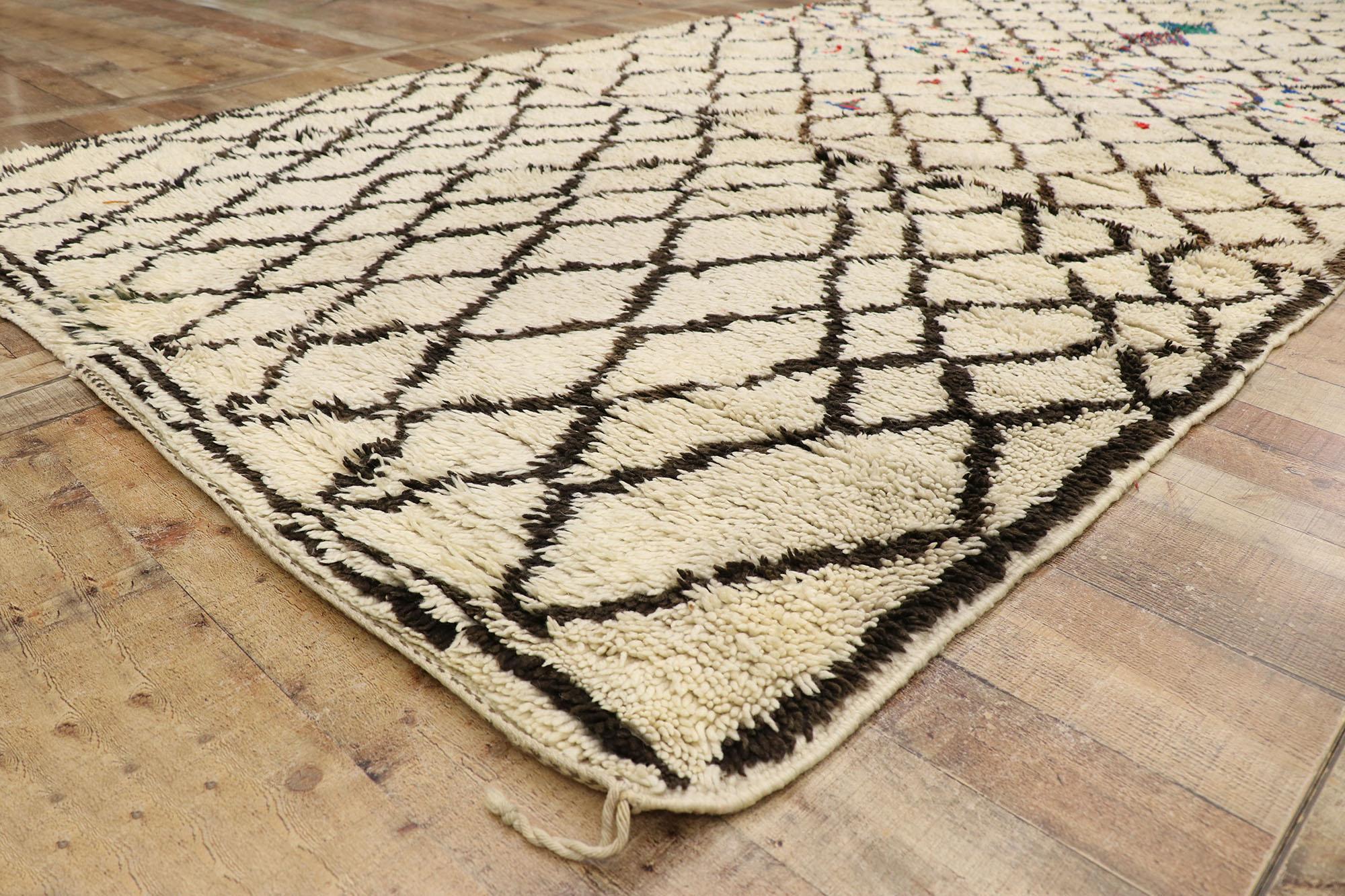 Wool Vintage Berber Moroccan Azilal Rug with Tribal Style For Sale