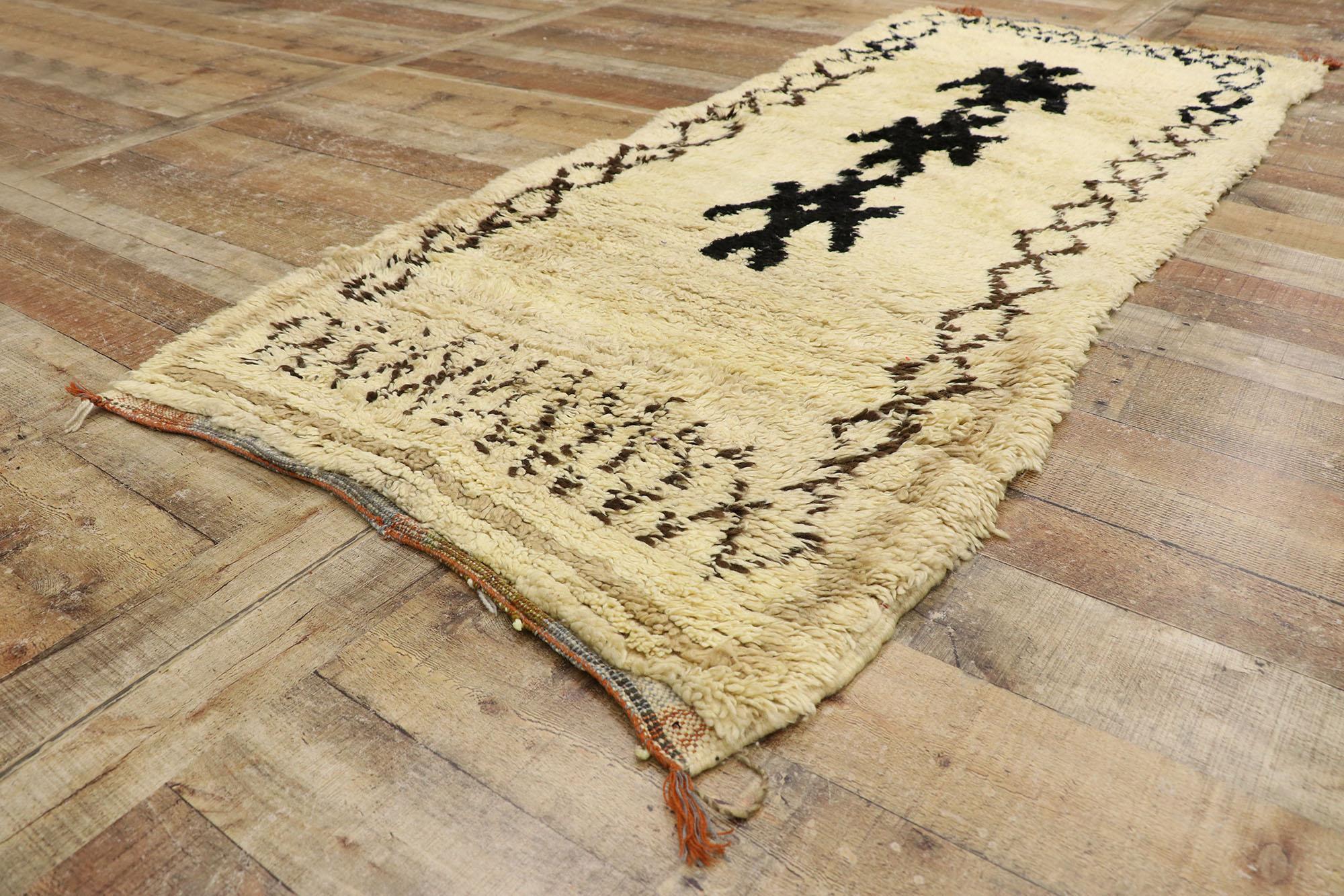 Wool Vintage Berber Moroccan Azilal Rug with Tribal Style For Sale