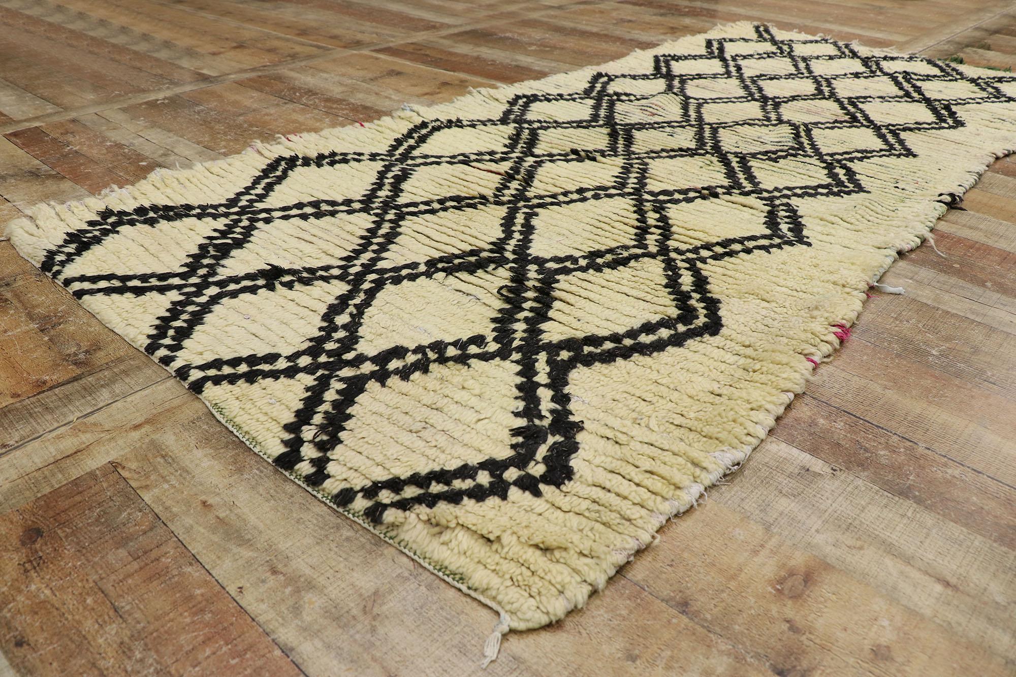 Cotton Vintage Berber Moroccan Azilal Rug with Tribal Style For Sale