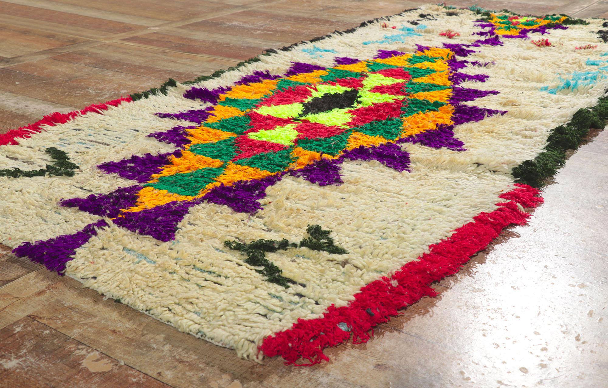 Wool Vintage Berber Moroccan Azilal Rug with Tribal Style For Sale