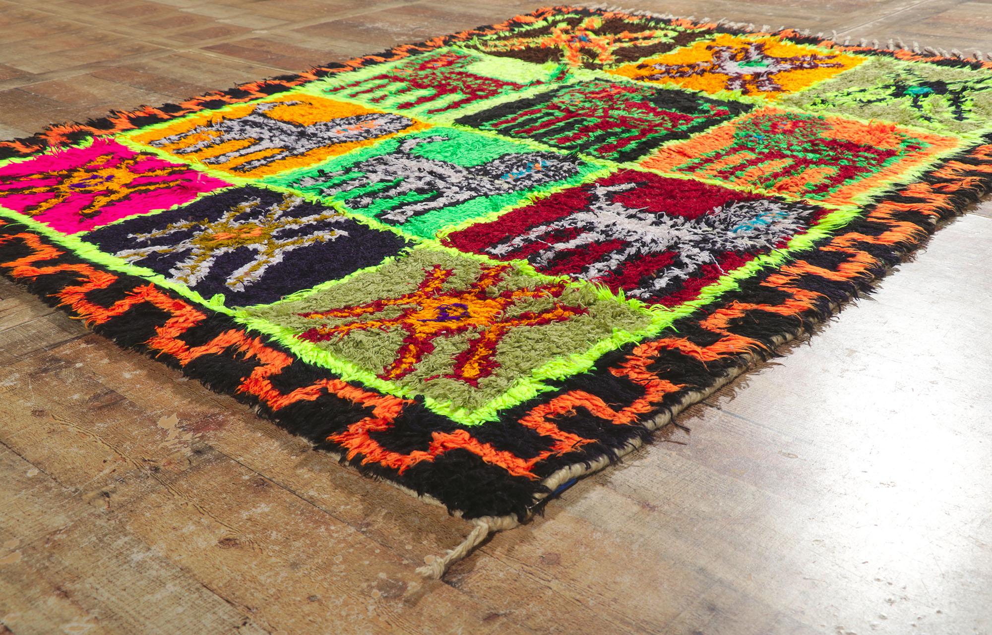 20th Century Vintage Moroccan Azilal Rug, Maximalist Style Meets Wordly Sophistication For Sale