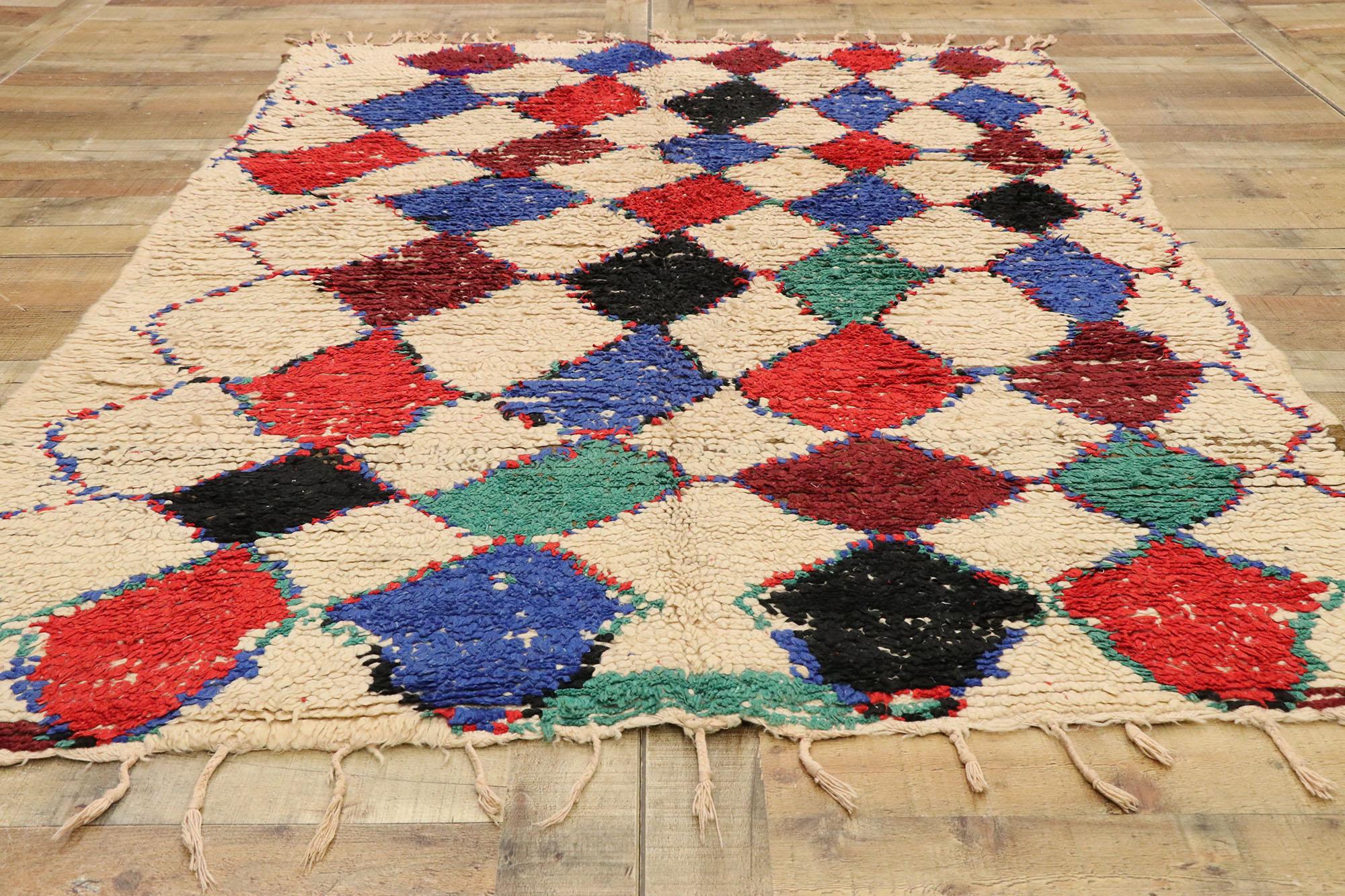 Vintage Berber Moroccan Azilal Rug with Tribal Style For Sale 1