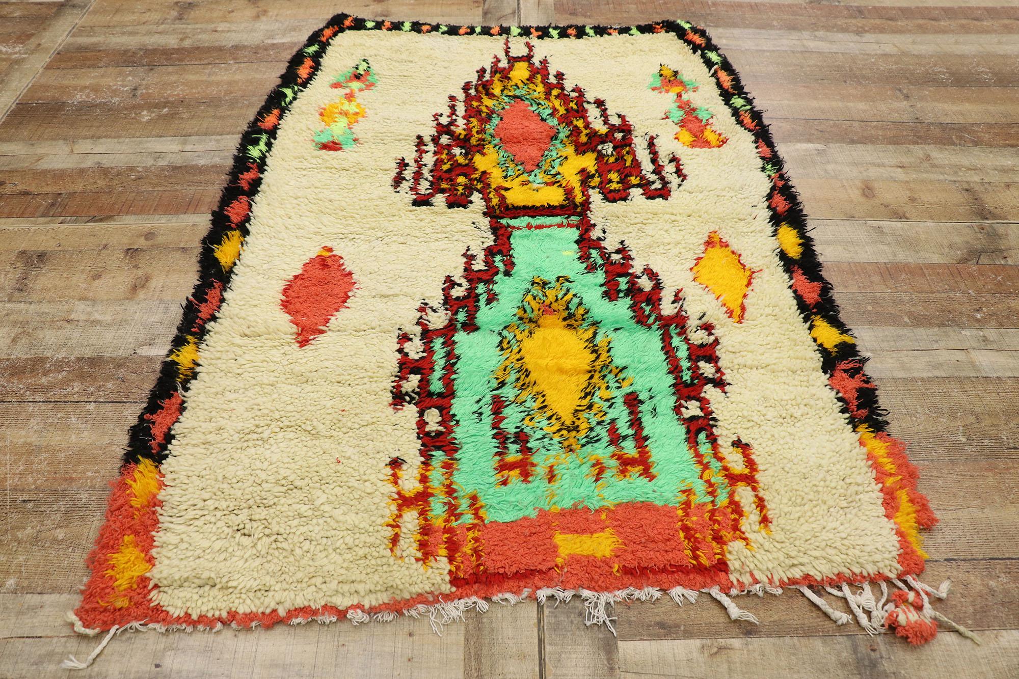 Vintage Berber Moroccan Azilal Rug with Tribal Style For Sale 1