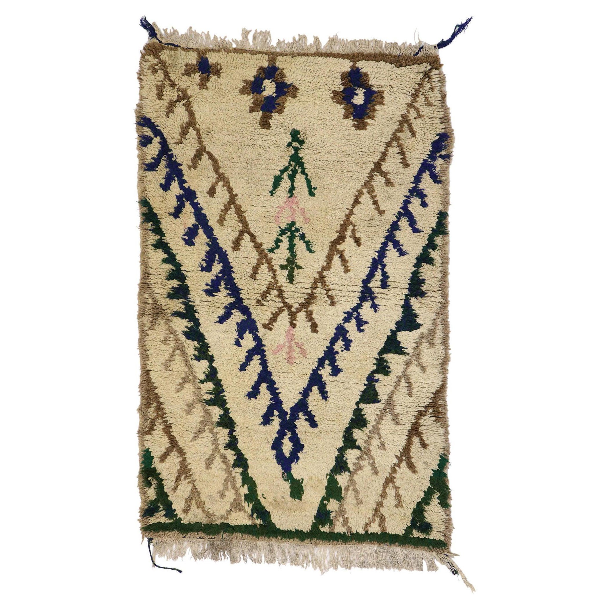 Vintage Berber Moroccan Azilal Rug with Tribal Style