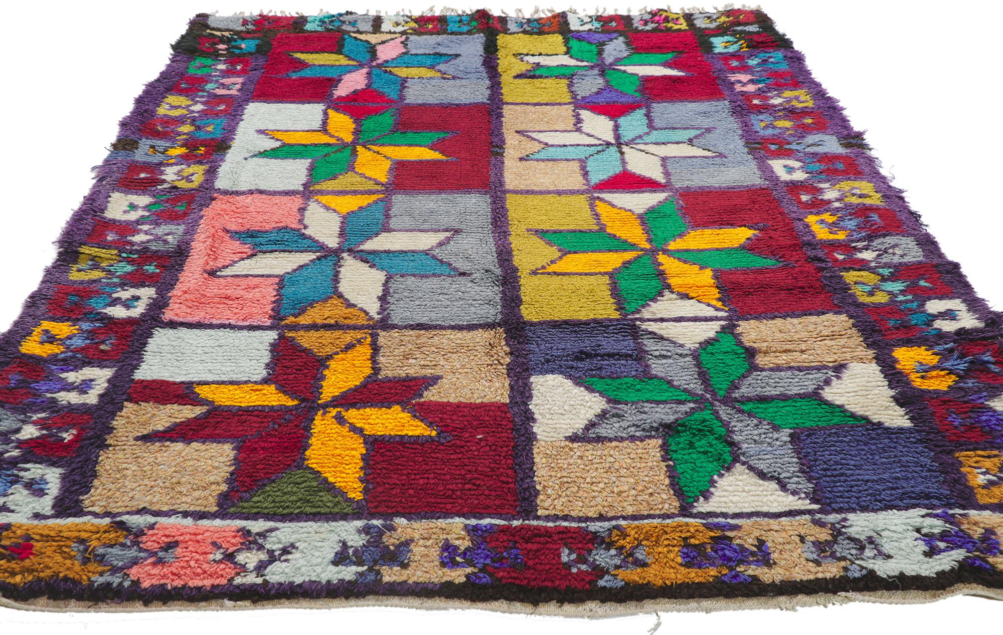 Hand-Knotted Vintage Berber Moroccan Azilal Rug with Village Tribal Style For Sale