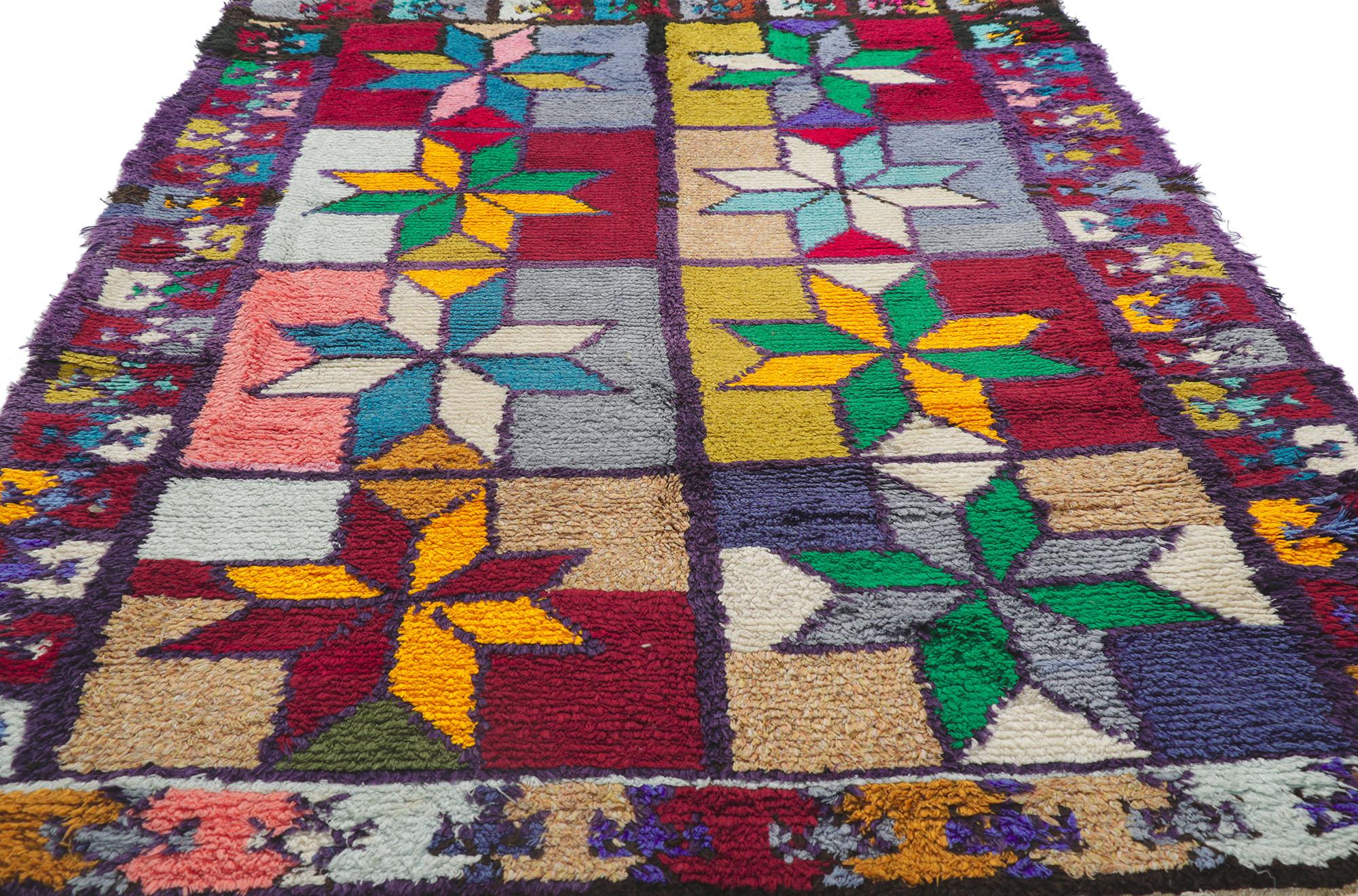 Vintage Berber Moroccan Azilal Rug with Village Tribal Style In Good Condition For Sale In Dallas, TX