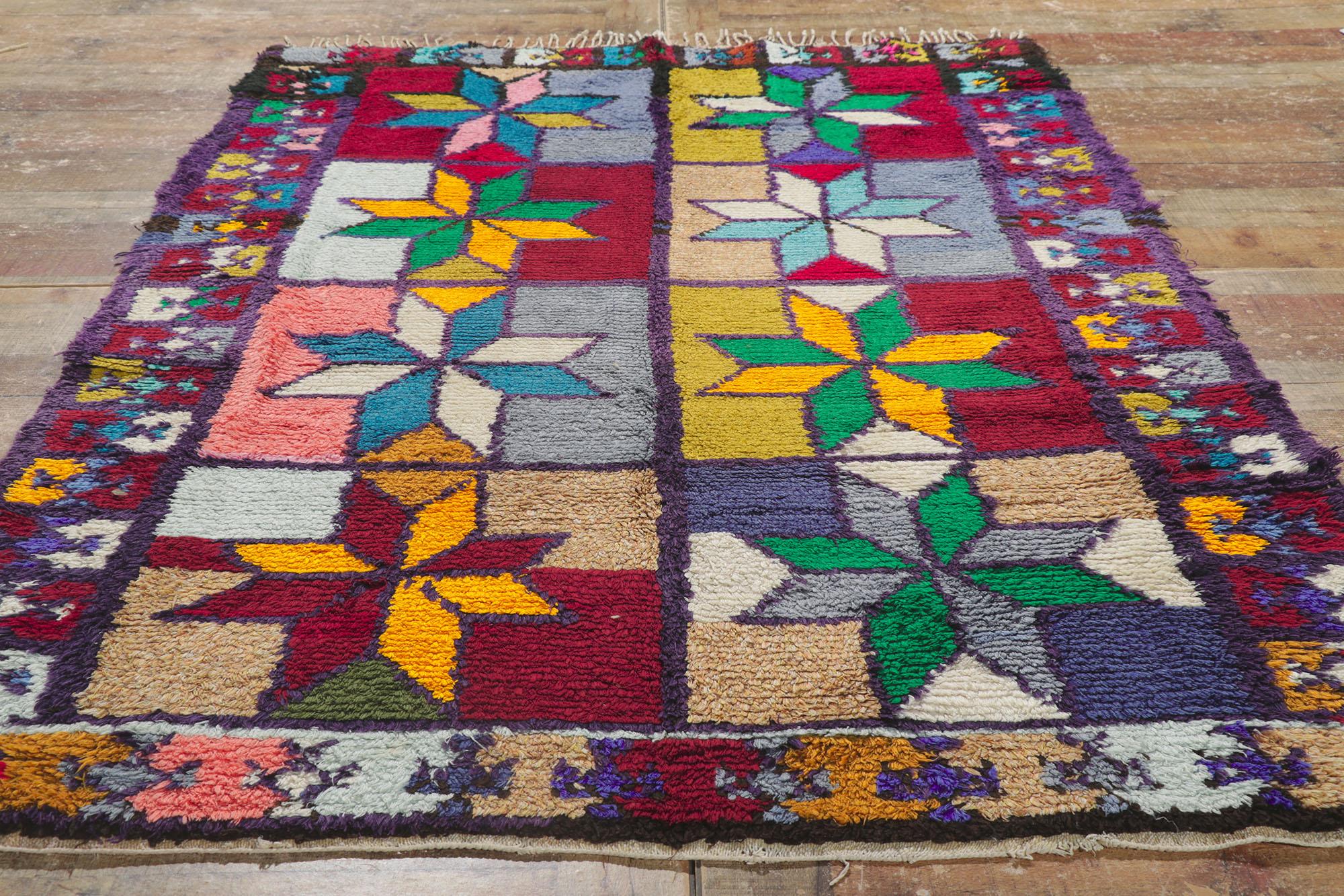 Vintage Berber Moroccan Azilal Rug with Village Tribal Style For Sale 1