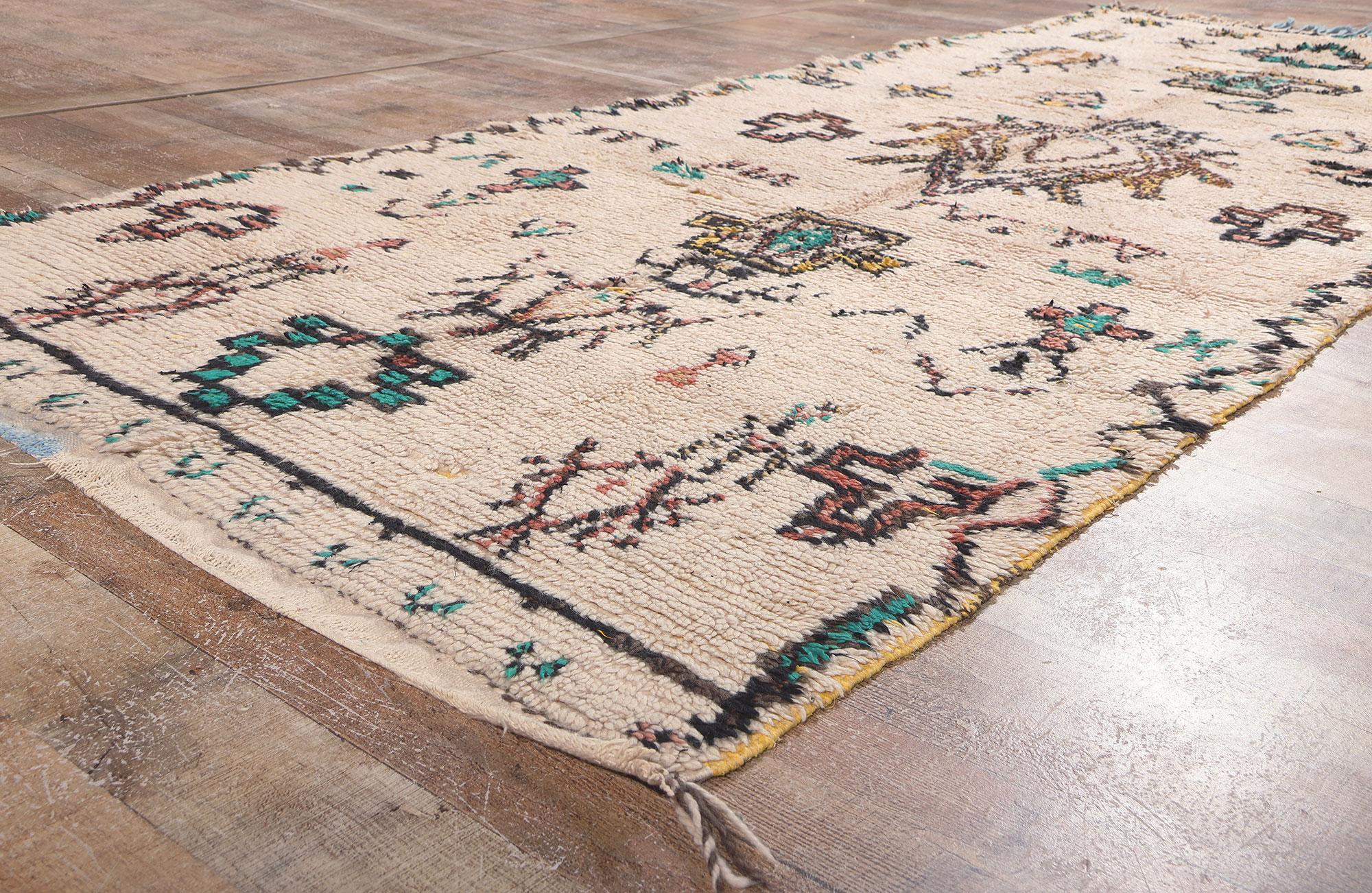 Wool Vintage Moroccan Azilal Rug, Boho Chic Meets Tribal Enchantment For Sale