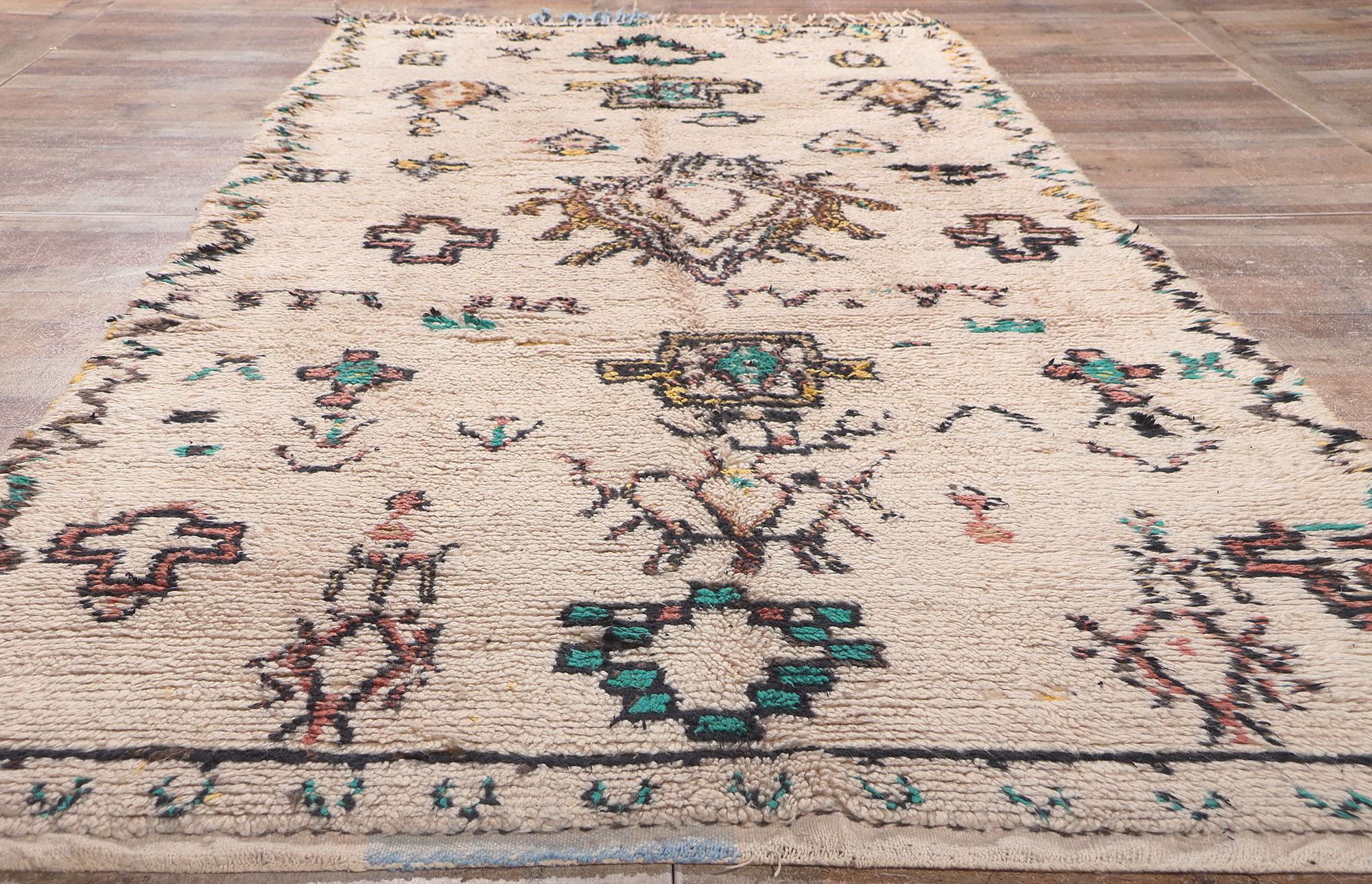 Vintage Moroccan Azilal Rug, Boho Chic Meets Tribal Enchantment For Sale 1