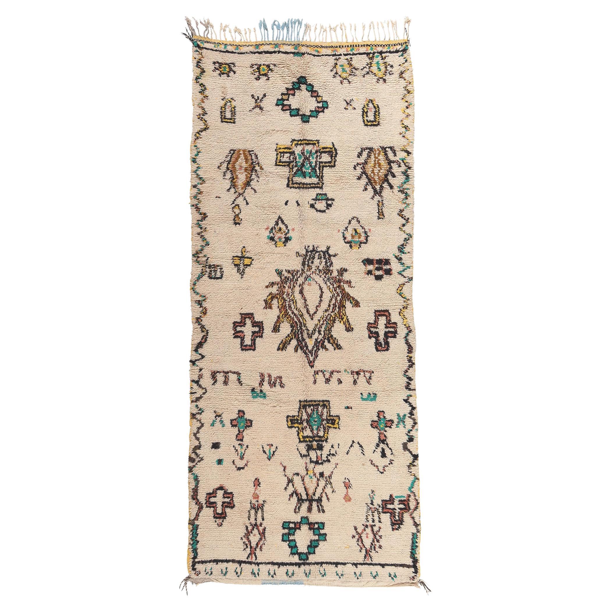 Vintage Moroccan Azilal Rug, Boho Chic Meets Tribal Enchantment For Sale
