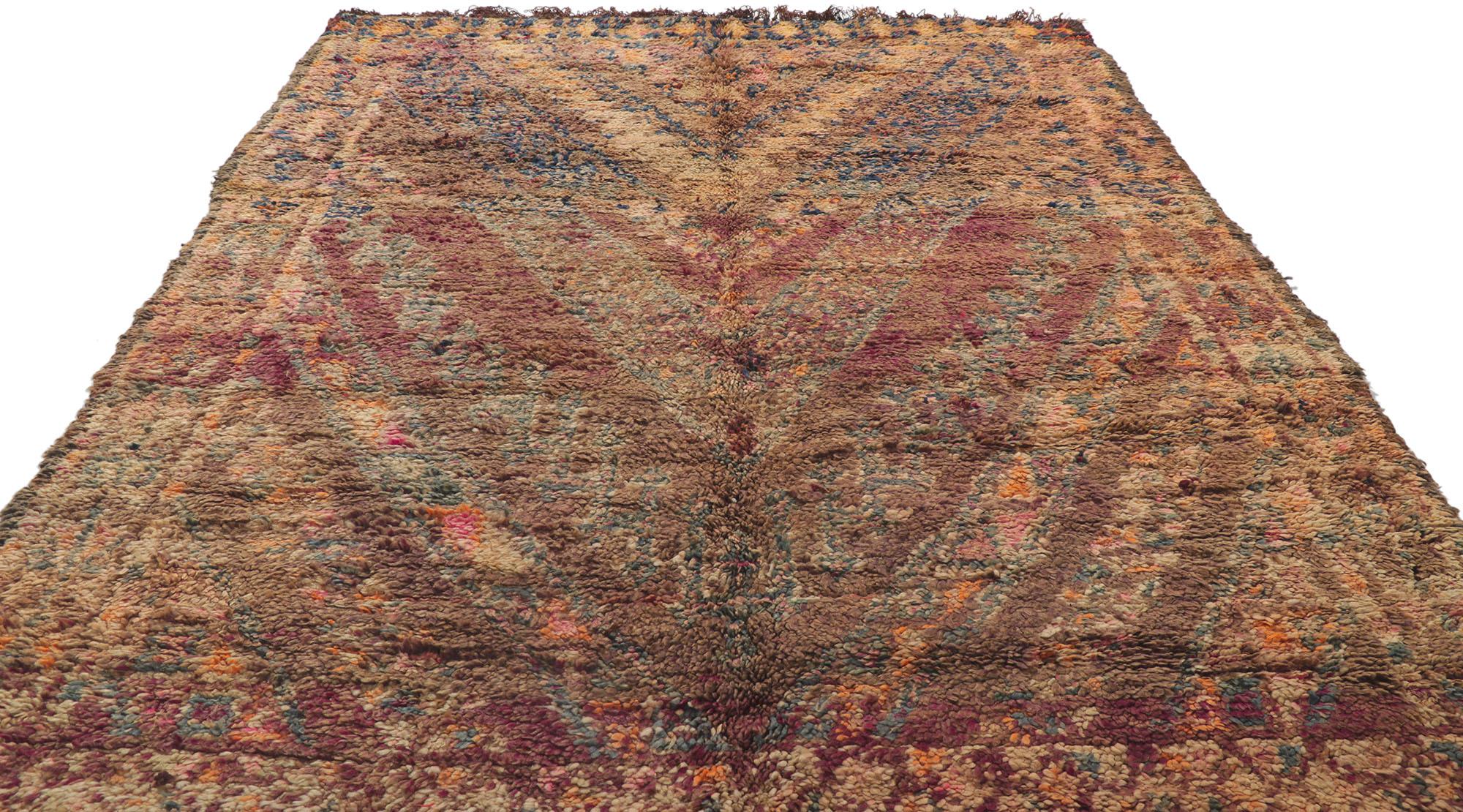 Hand-Knotted Vintage Beni MGuild Moroccan Rug, Modern Luxe Meets Ultra Cozy For Sale
