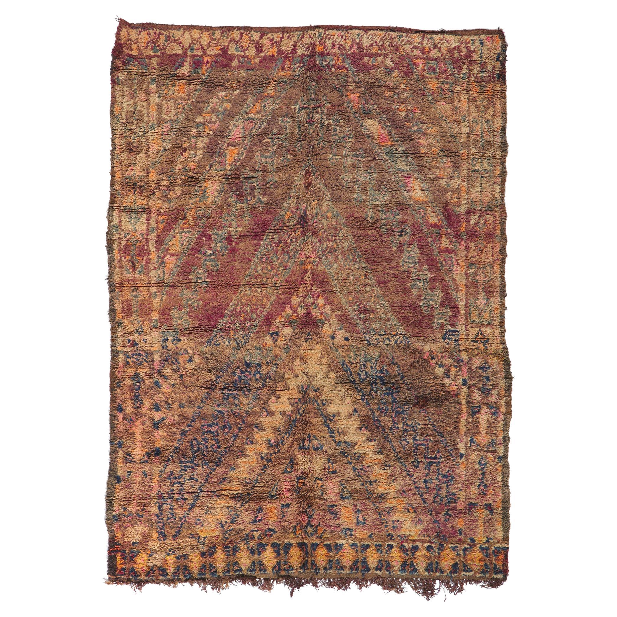 Vintage Beni M'Guild Moroccan Rug with Hygge Vibes, Berber Moroccan Rug For Sale at 1stDibs