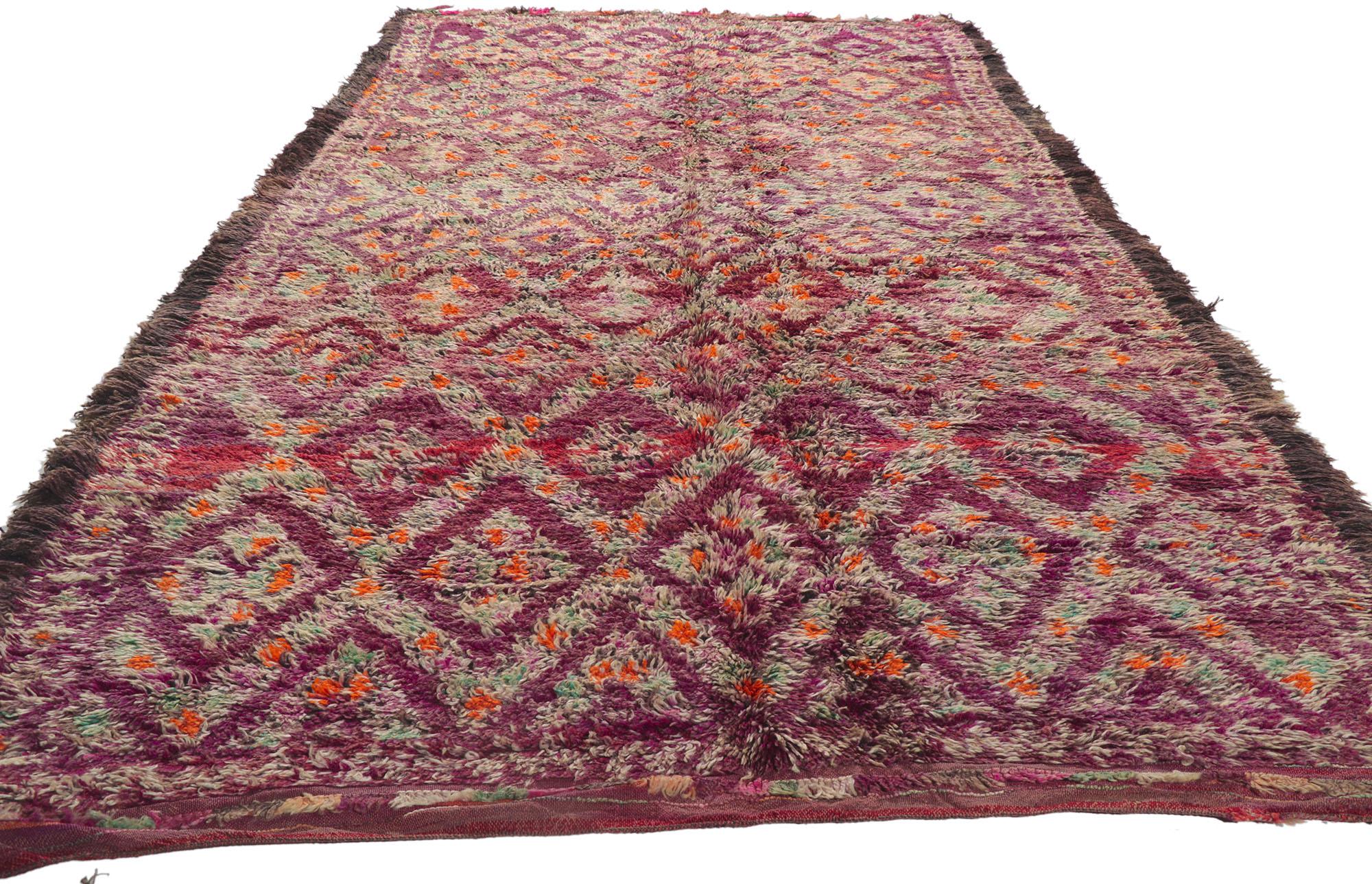 Hand-Knotted Vintage Berber Moroccan Beni M'Guild Rug with Bohemian Style For Sale