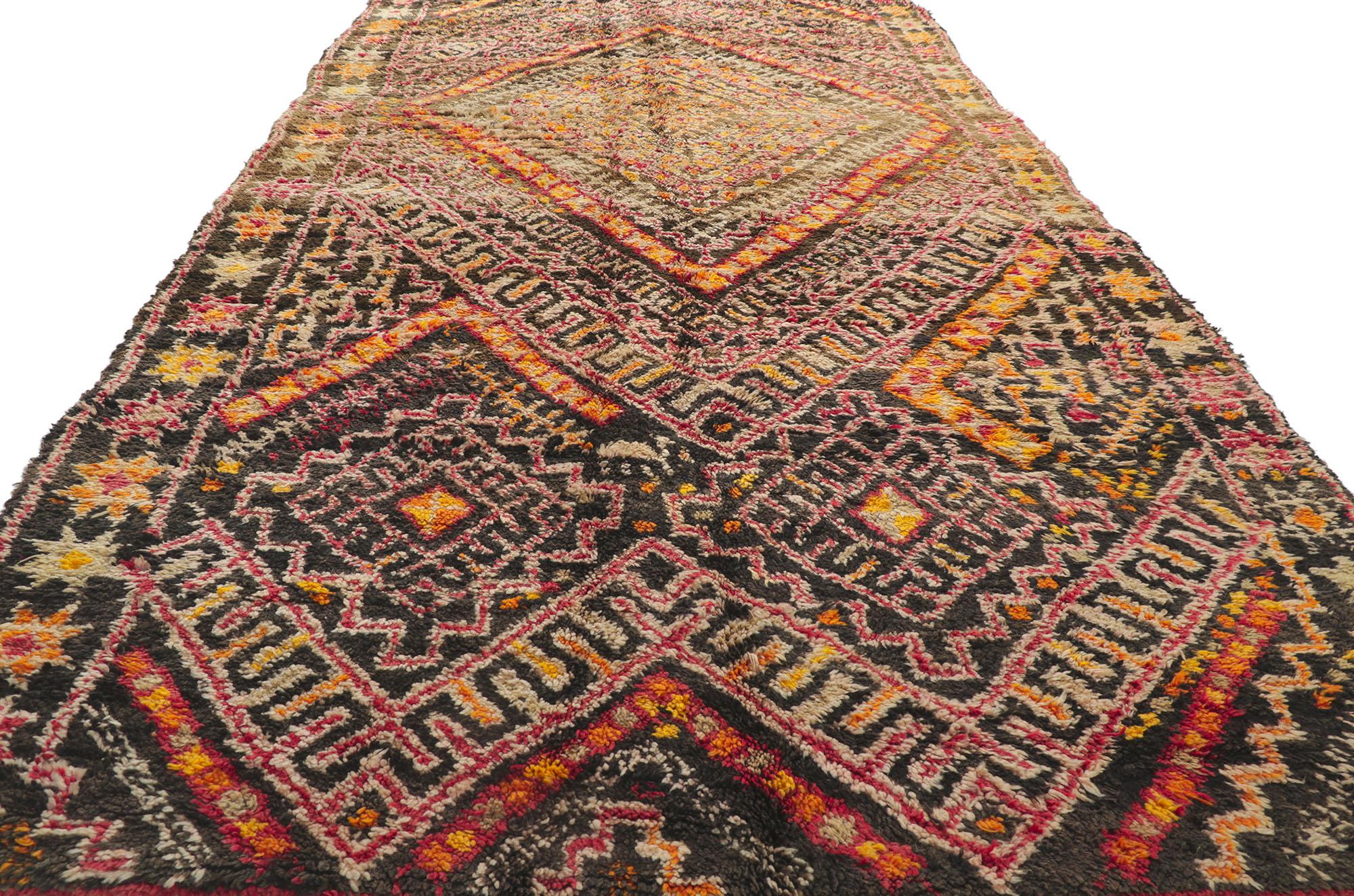 Hand-Knotted Vintage Berber Moroccan Beni M'Guild Rug with Tribal Style For Sale