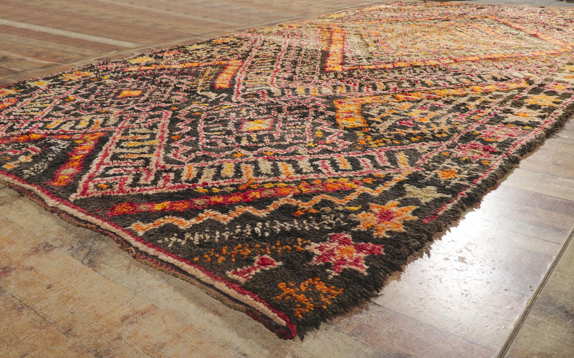 Wool Vintage Berber Moroccan Beni M'Guild Rug with Tribal Style For Sale