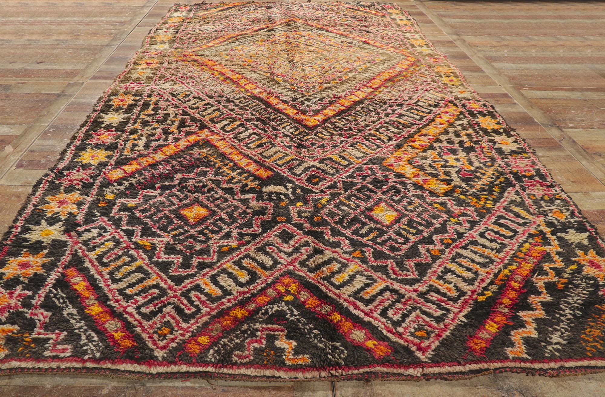 Vintage Berber Moroccan Beni M'Guild Rug with Tribal Style For Sale 1