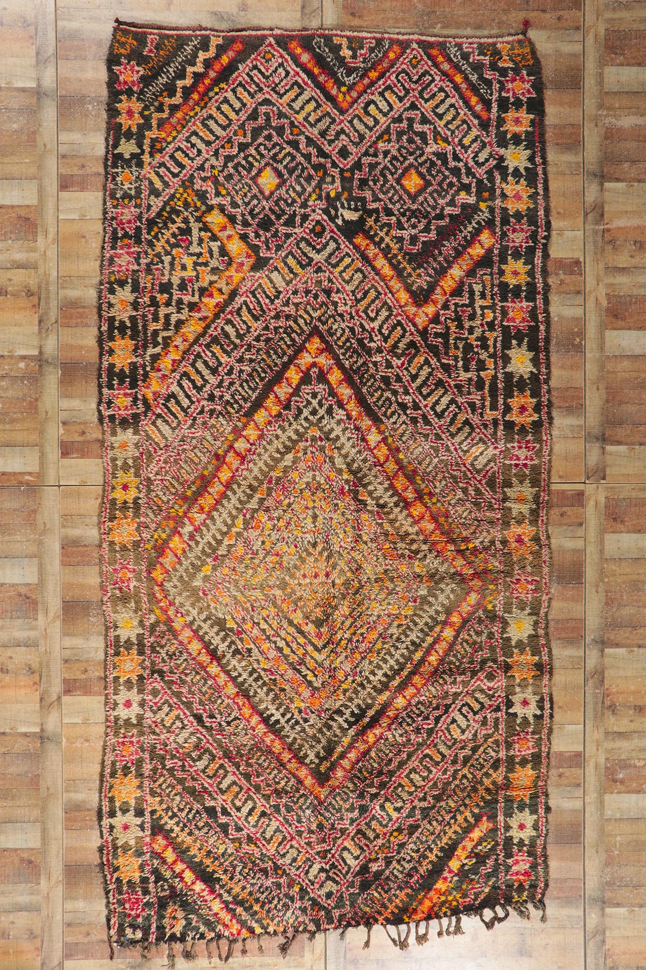 Vintage Berber Moroccan Beni M'Guild Rug with Tribal Style For Sale 2