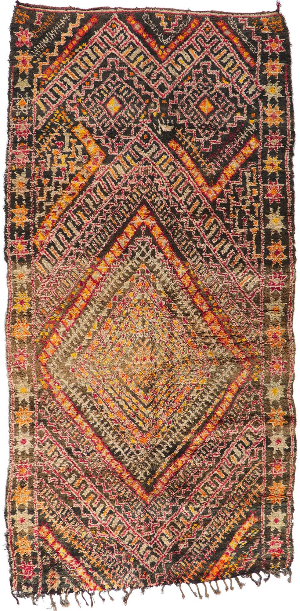 Vintage Berber Moroccan Beni M'Guild Rug with Tribal Style For Sale 3