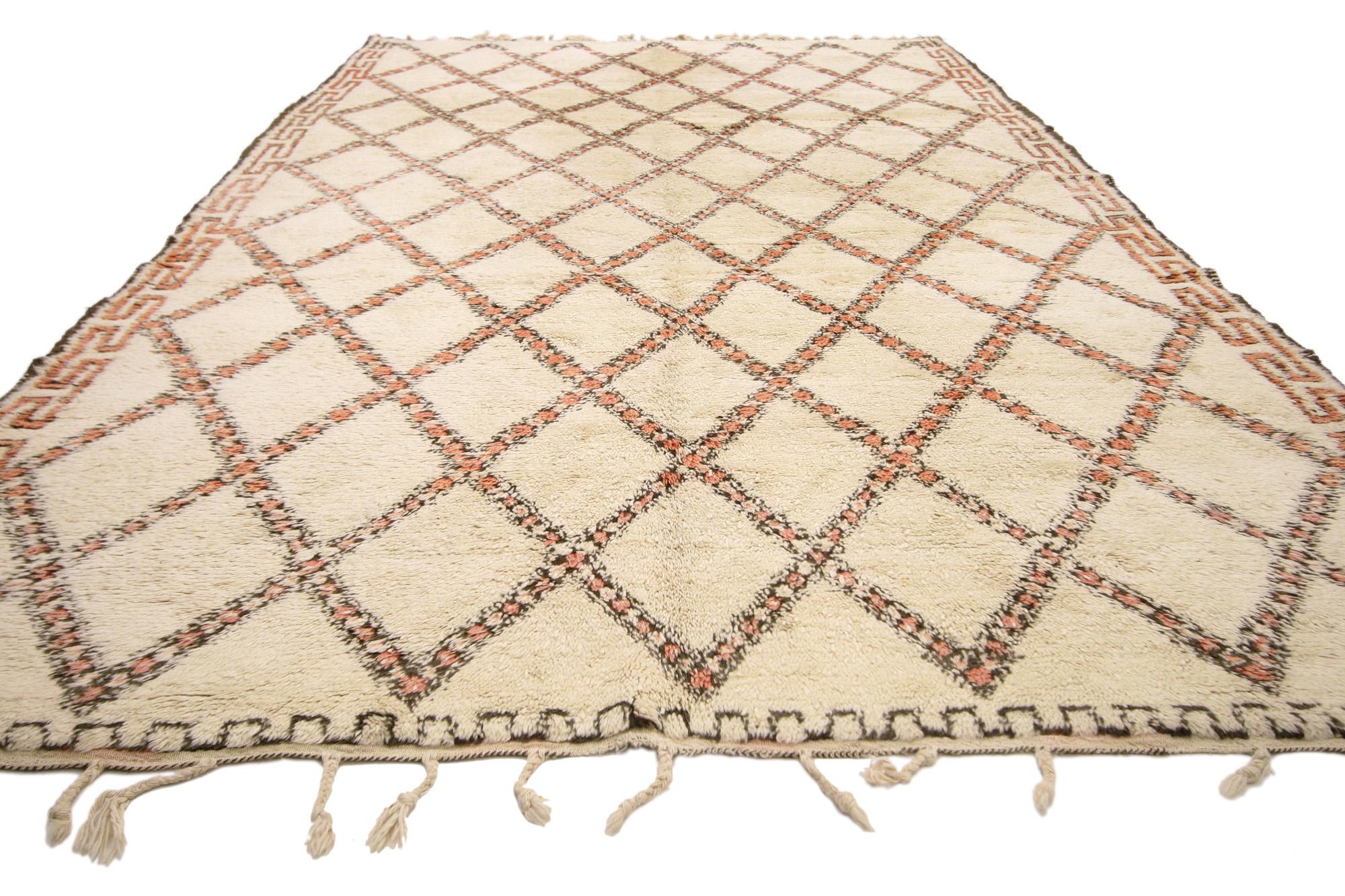 Alfombra Vintage Bereber Marroquí Beni Ourain, 07'01 x 13'01 Moderno de mediados de siglo en venta