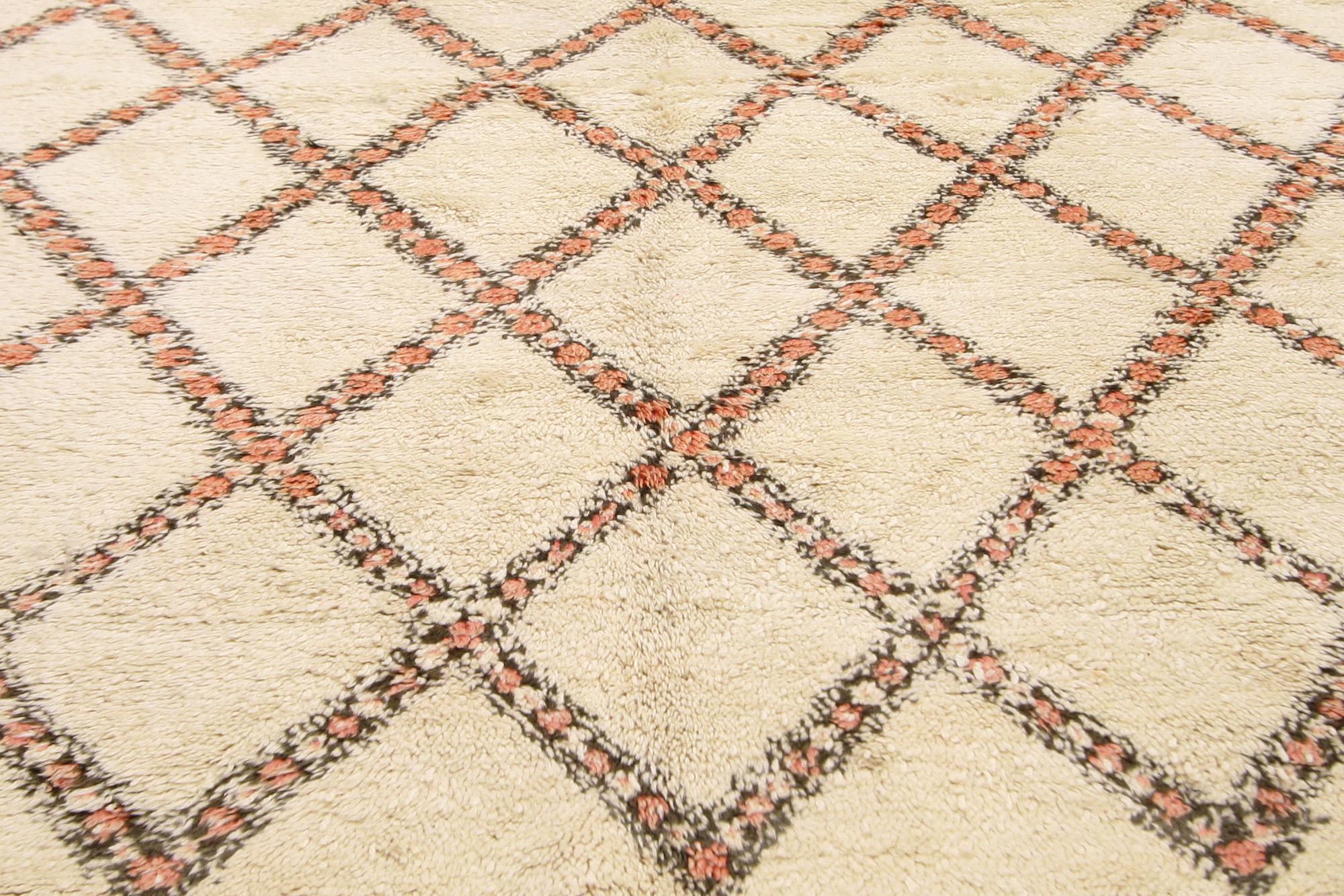 Alfombra Vintage Bereber Marroquí Beni Ourain, 07'01 x 13'01 Anudado a mano en venta