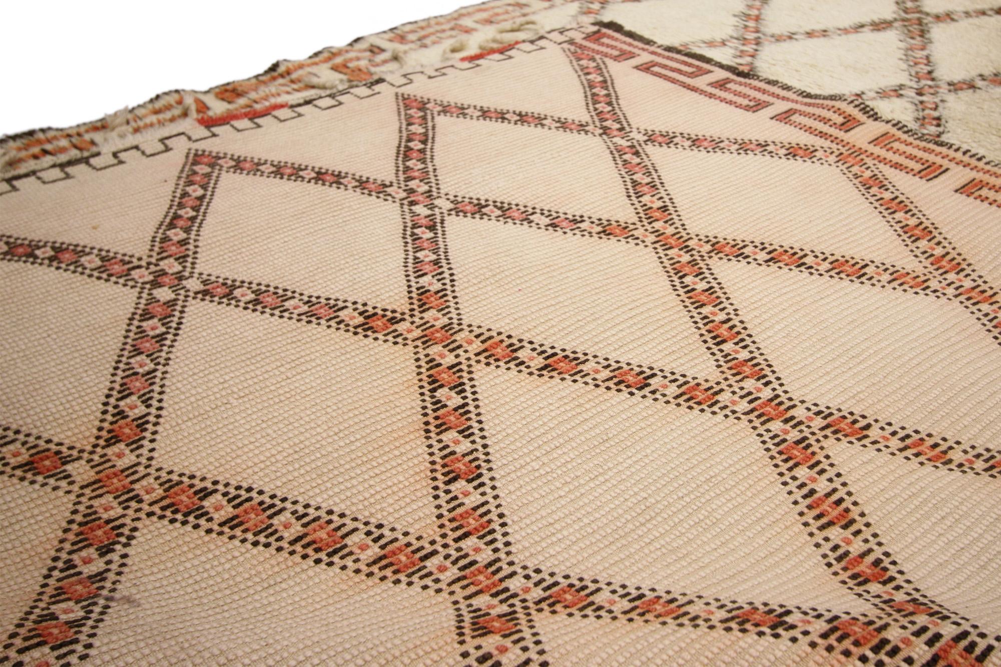 Alfombra Vintage Bereber Marroquí Beni Ourain, 07'01 x 13'01 Lana en venta