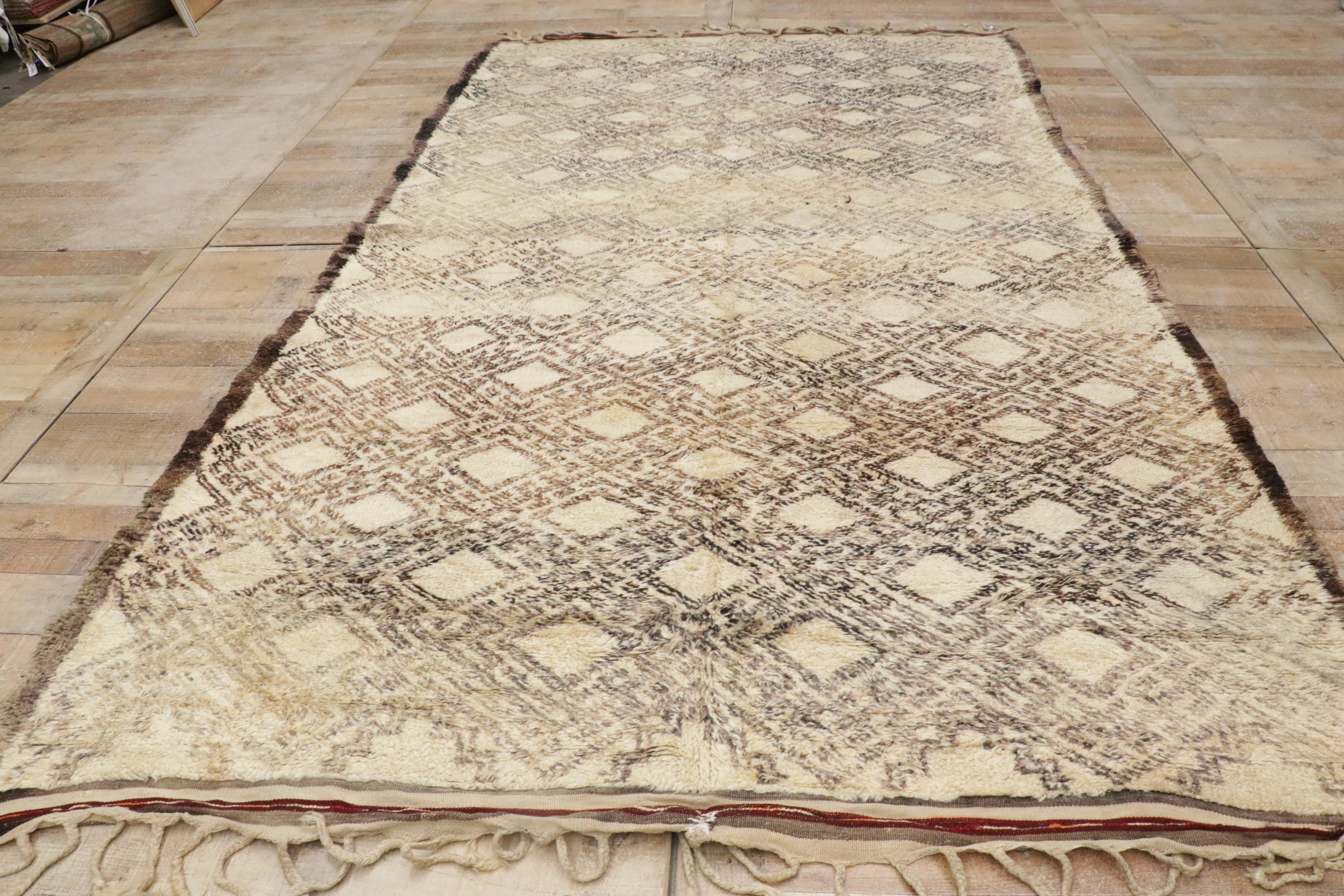 Vintage Berber Moroccan Beni Ourain Rug For Sale 3