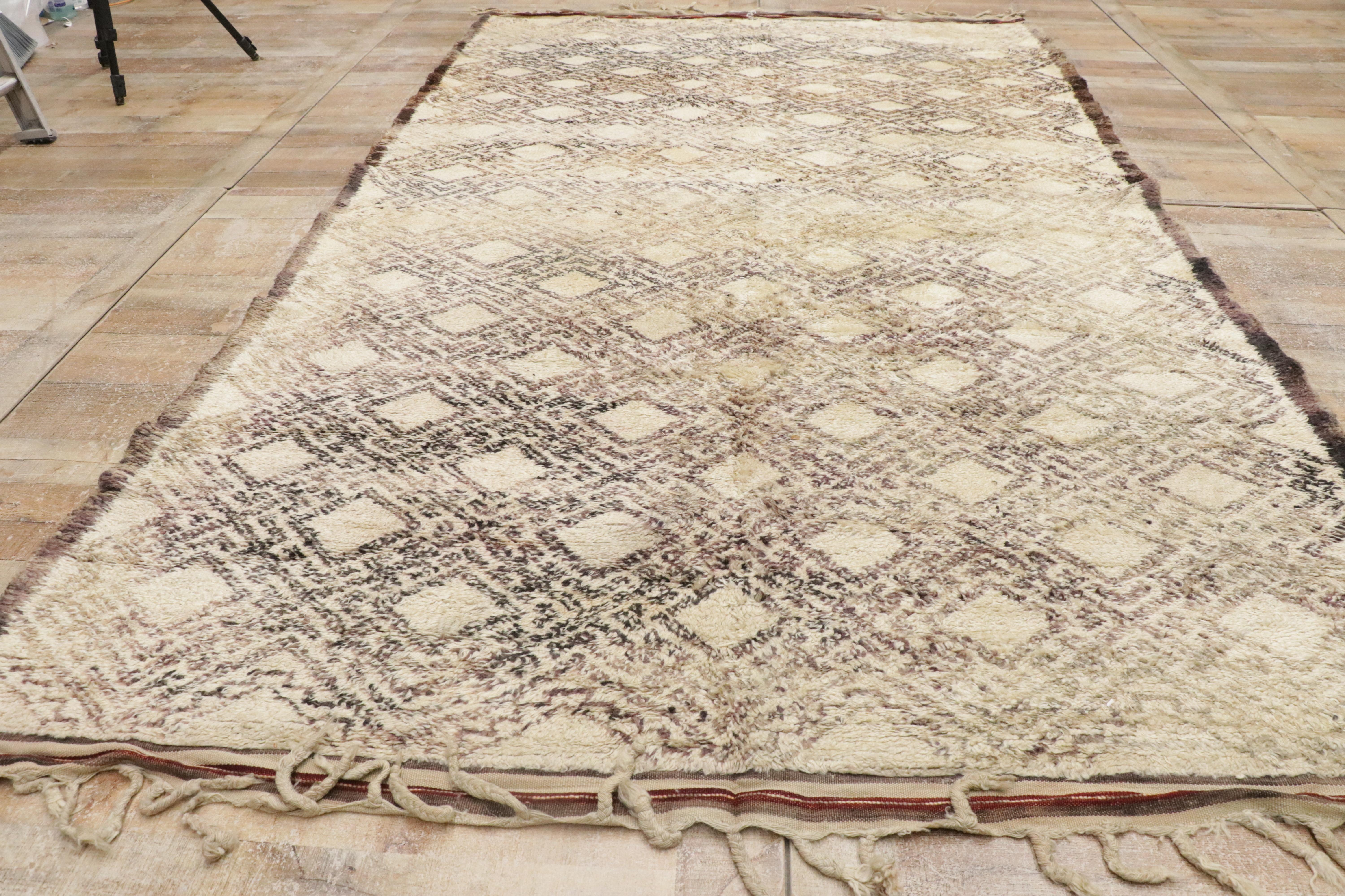 Vintage Berber Moroccan Beni Ourain Rug For Sale 4