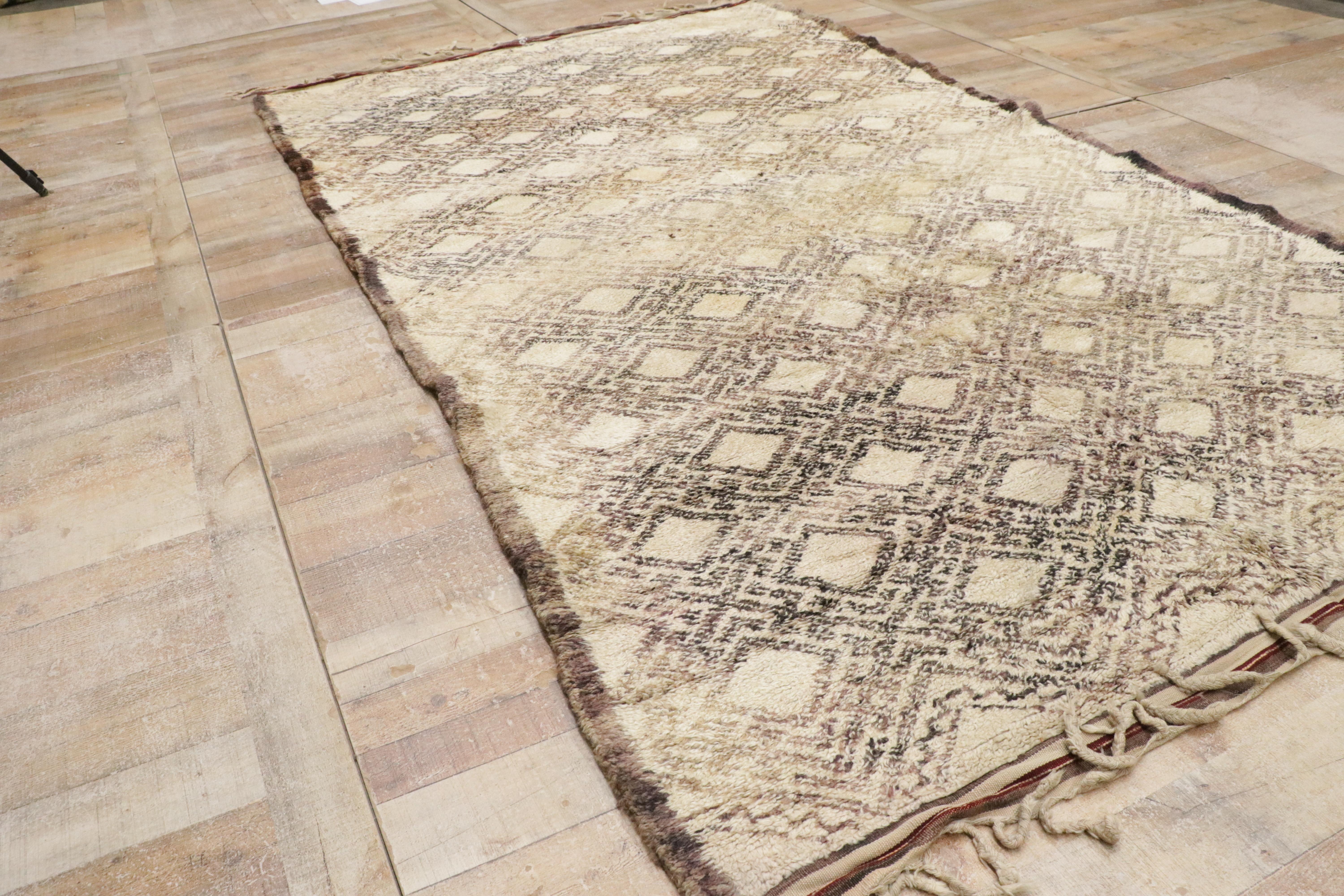 Vintage Berber Moroccan Beni Ourain Rug For Sale 5