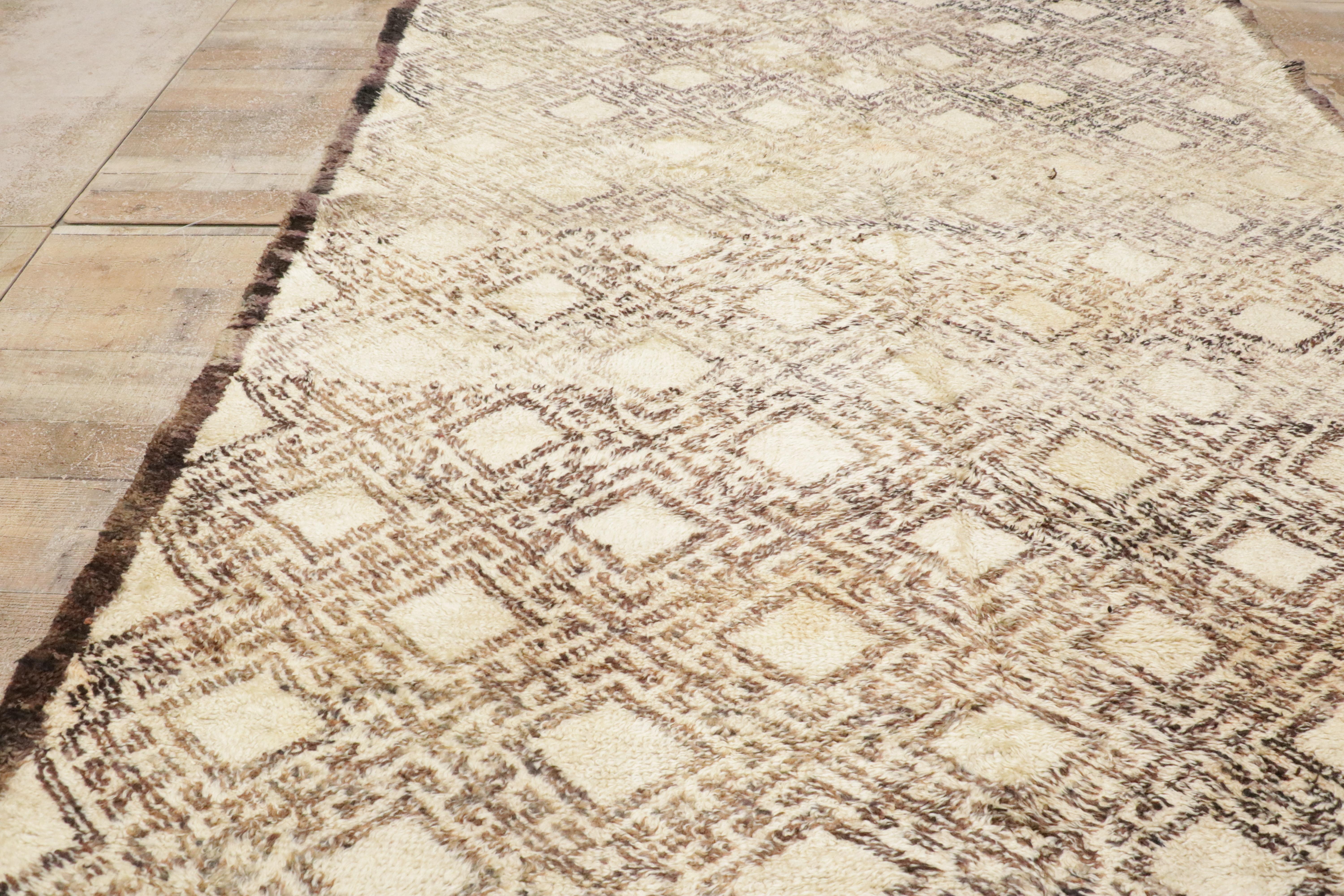 Vintage Berber Moroccan Beni Ourain Rug For Sale 7