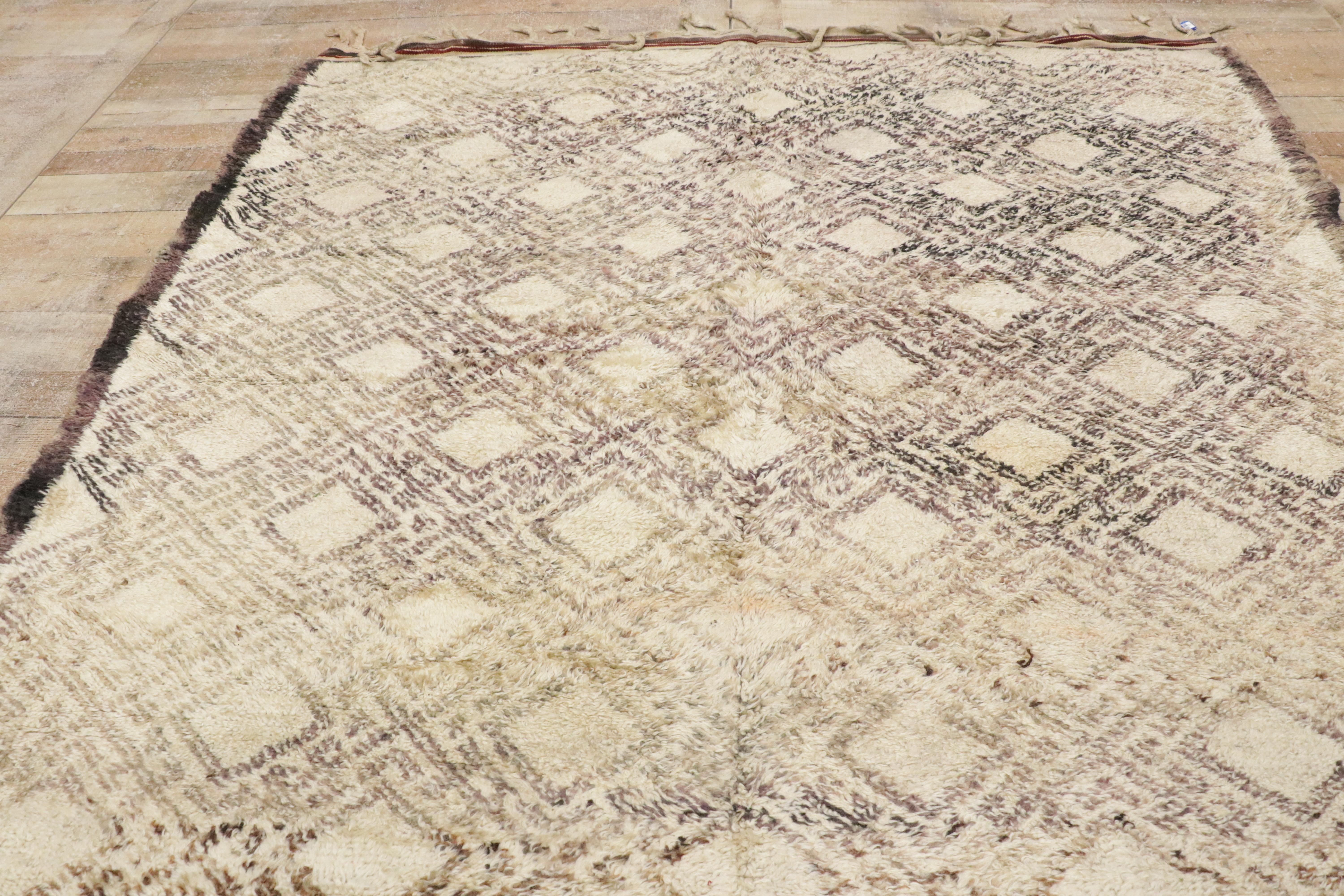 Vintage Berber Moroccan Beni Ourain Rug For Sale 8