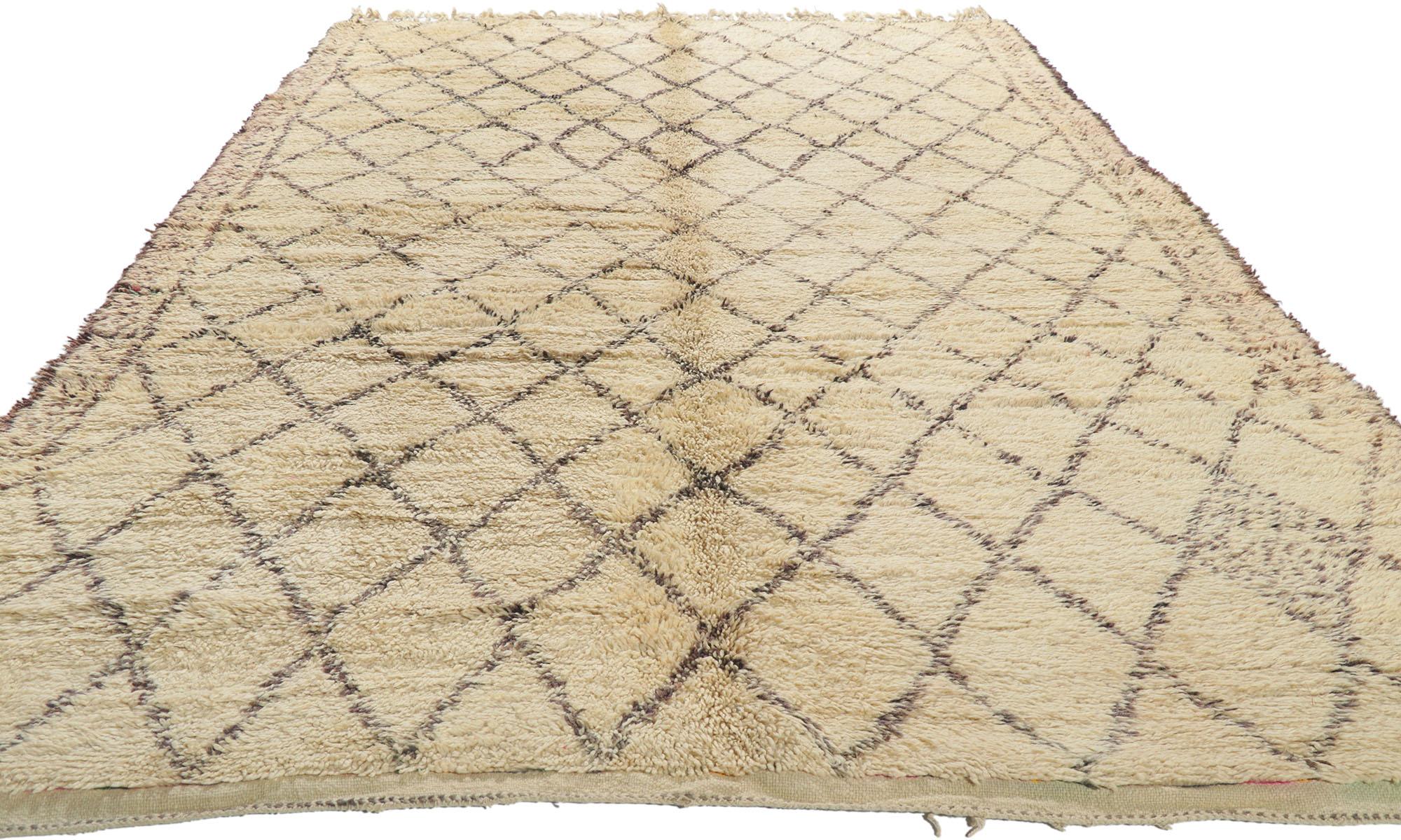 Mid-Century Modern Vintage Berber Moroccan Beni Ourain Rug For Sale