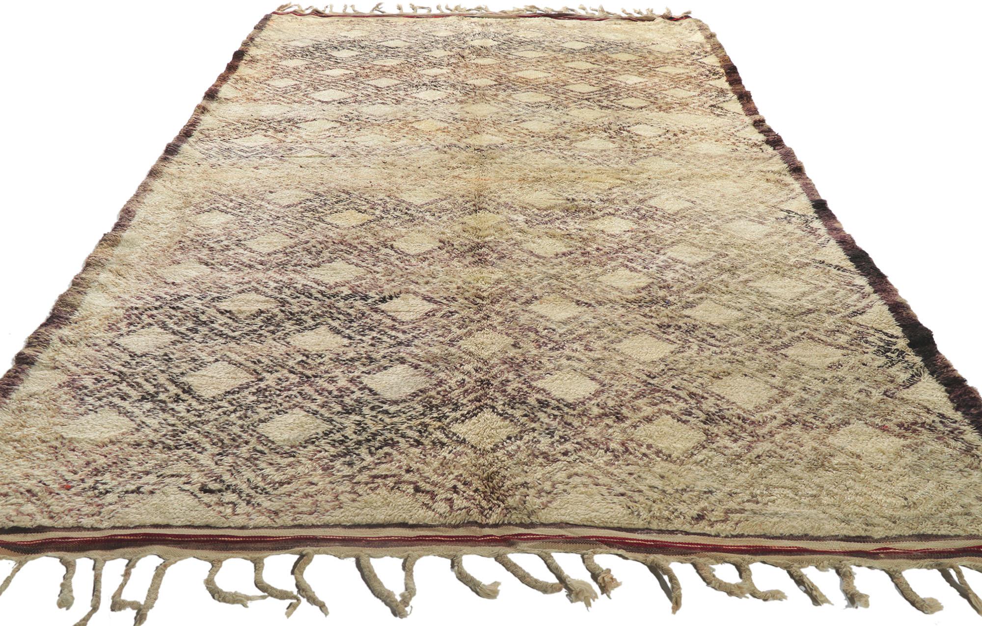 Modern Vintage Berber Moroccan Beni Ourain Rug For Sale