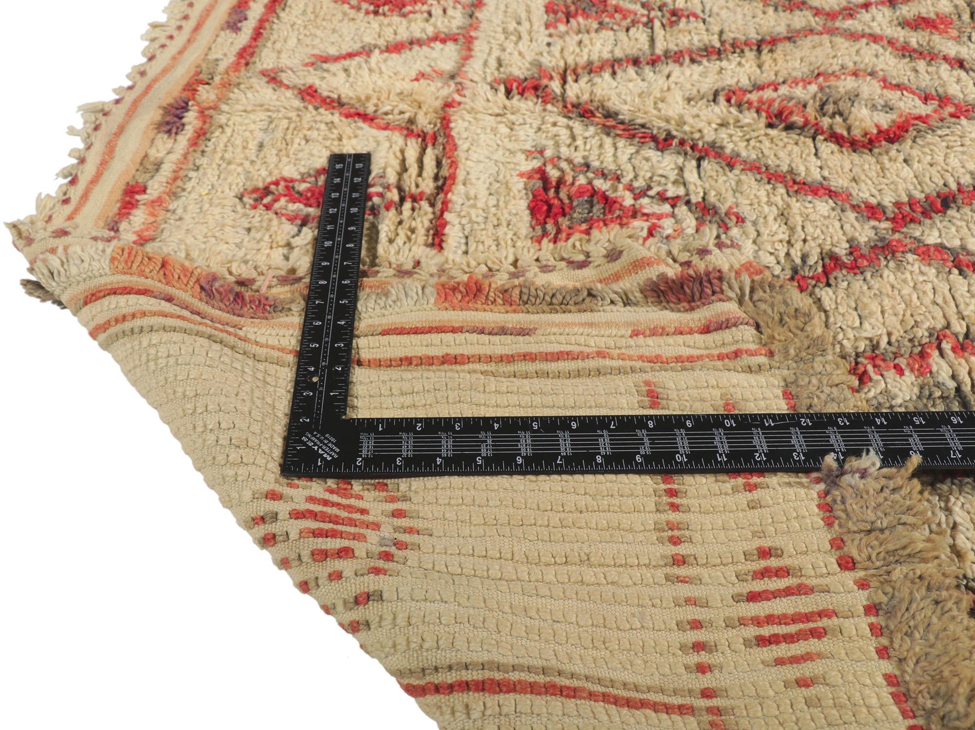 20th Century Vintage Moroccan Beni Ourain Rug, Midcentury Modern Meets Nomadic Charm For Sale