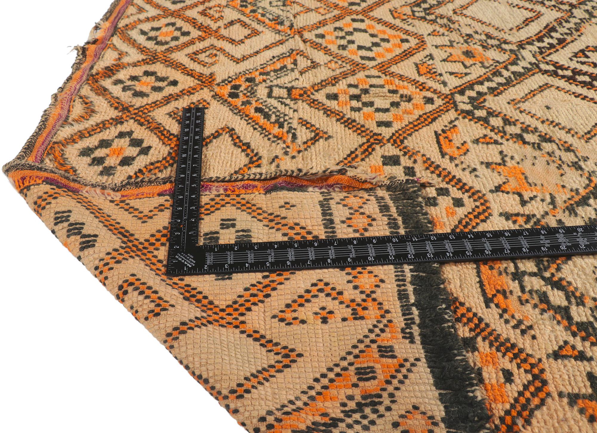 20th Century Vintage Moroccan Beni Ourain Rug, Rustic Sensibility Meets Nomadic Charm For Sale