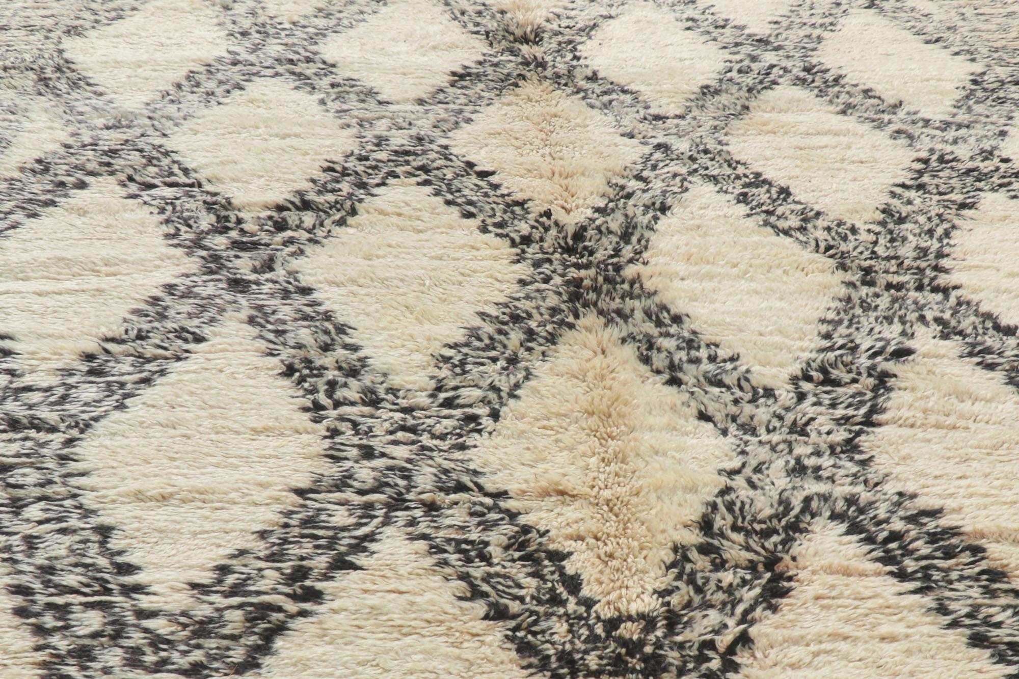 Annodato a mano Tappeto marocchino vintage Beni Ourain, accogliente stile boho e cicladico in vendita