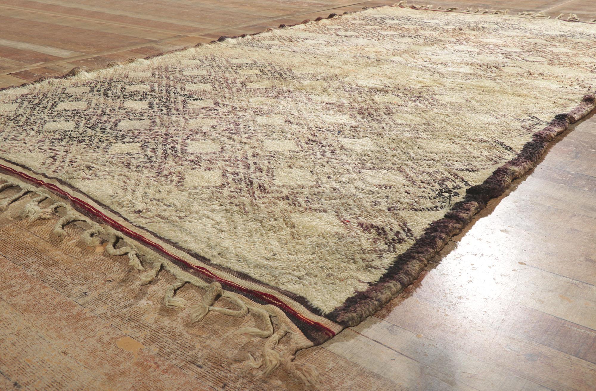 20th Century Vintage Berber Moroccan Beni Ourain Rug For Sale