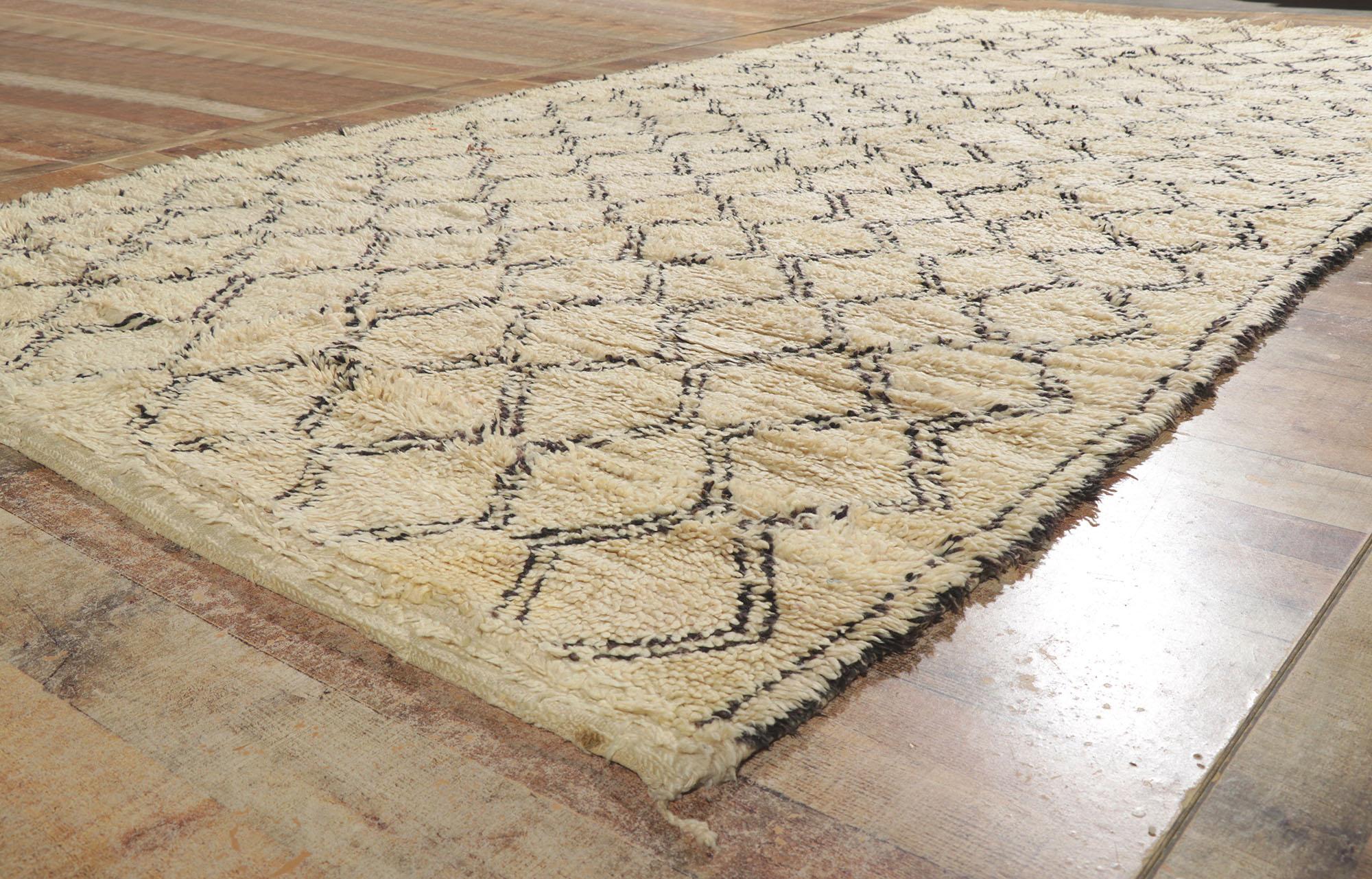 20th Century Vintage Berber Moroccan Beni Ourain Rug For Sale