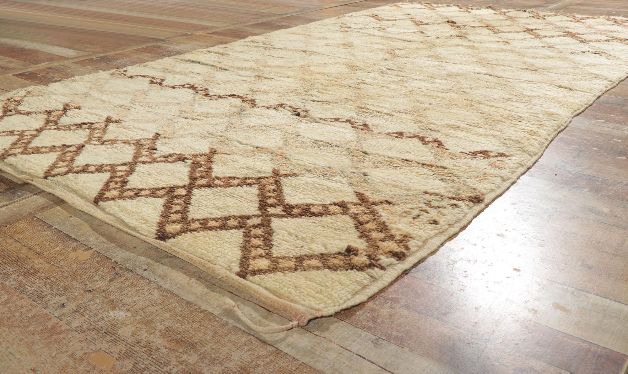20th Century Vintage Moroccan Beni Ourain Rug, Shibui Meets Midcentury Modern For Sale
