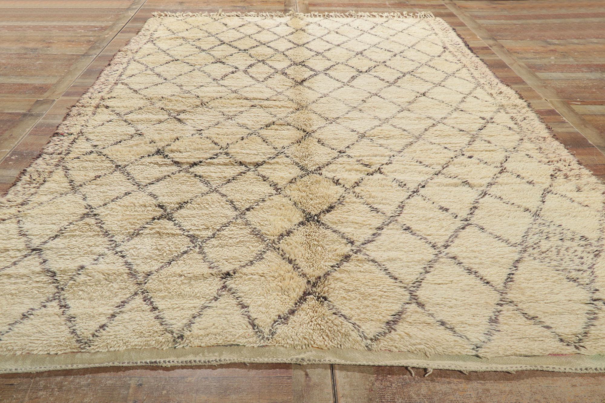Wool Vintage Berber Moroccan Beni Ourain Rug For Sale