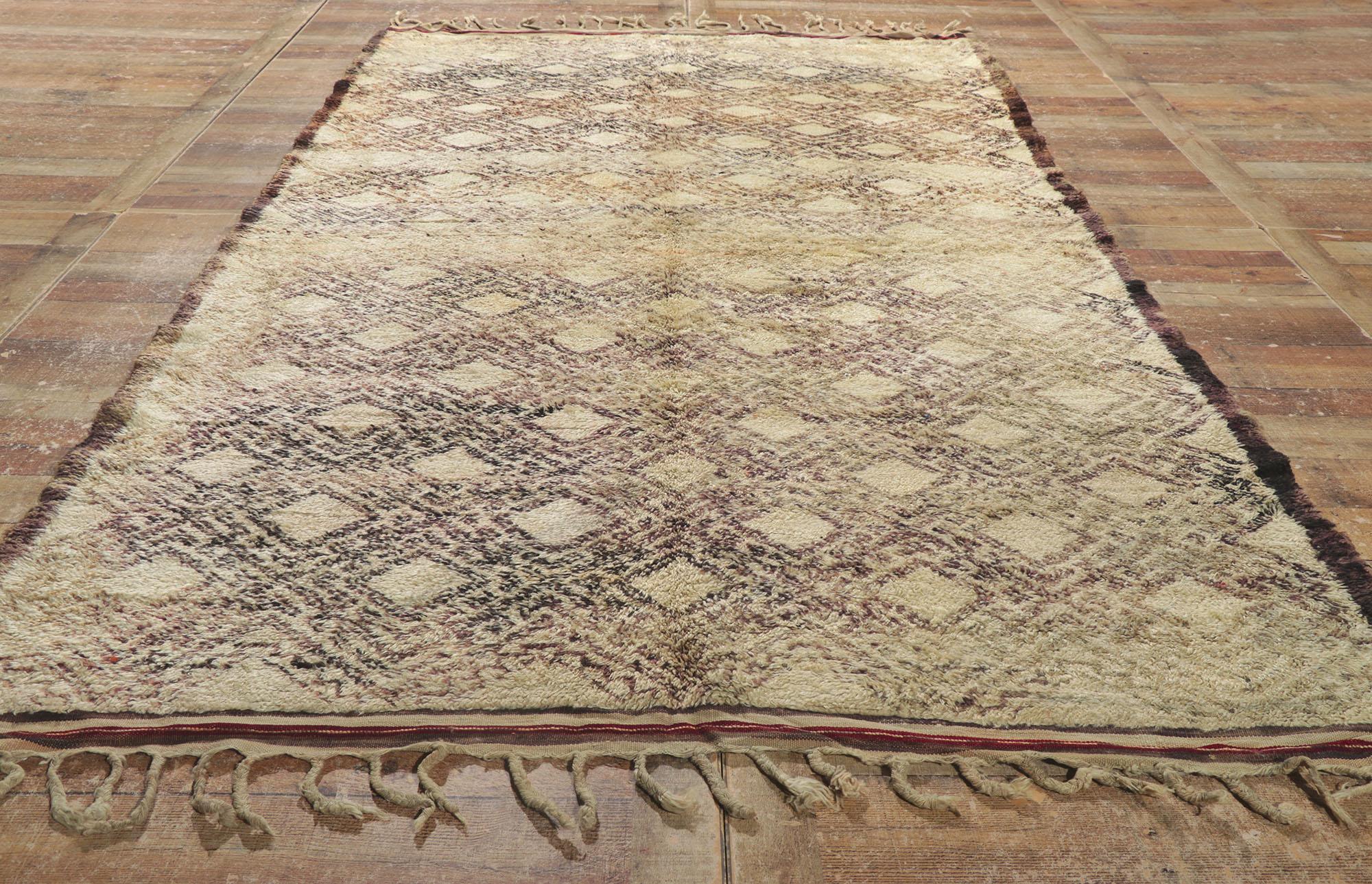 Wool Vintage Berber Moroccan Beni Ourain Rug For Sale