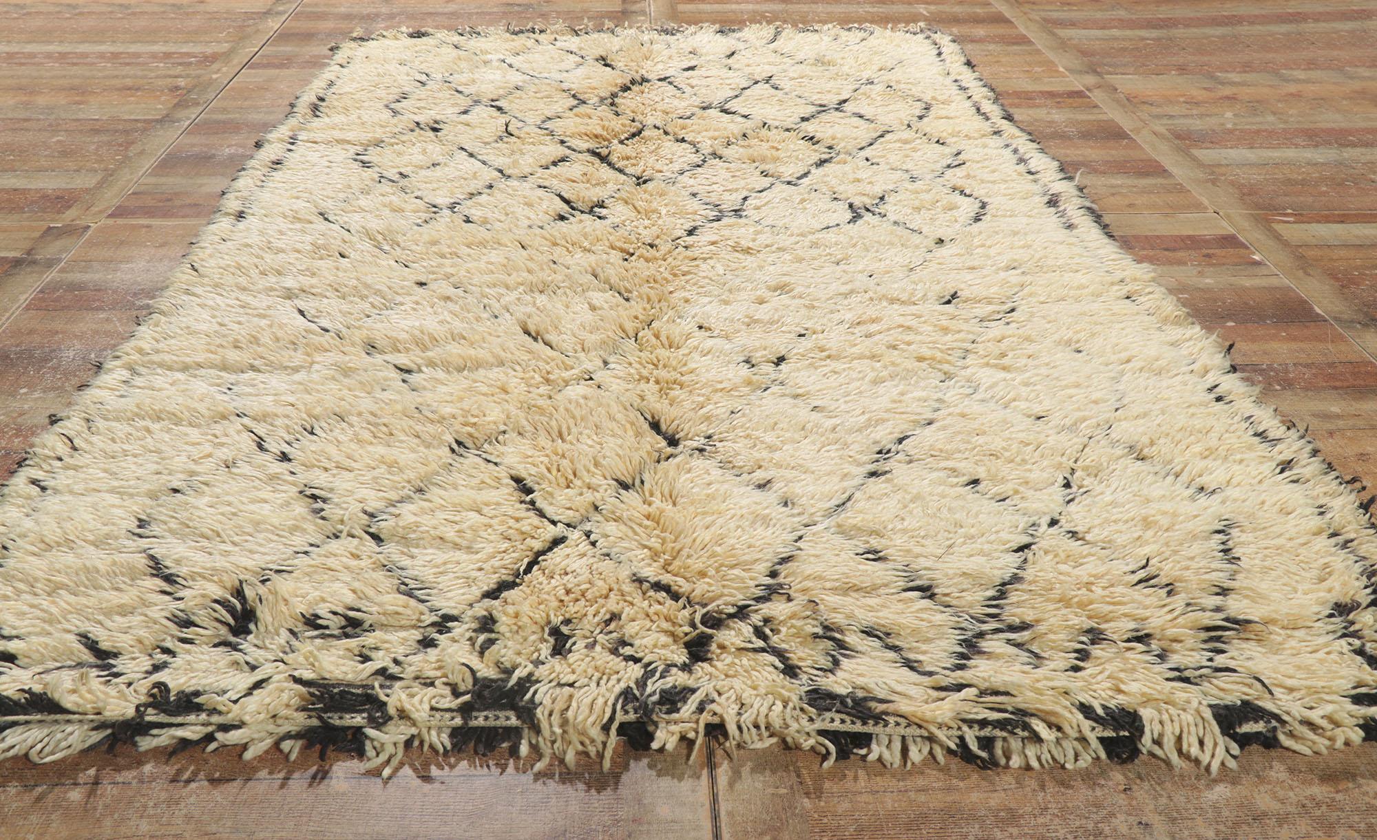 Wool Vintage Berber Moroccan Beni Ourain Rug For Sale
