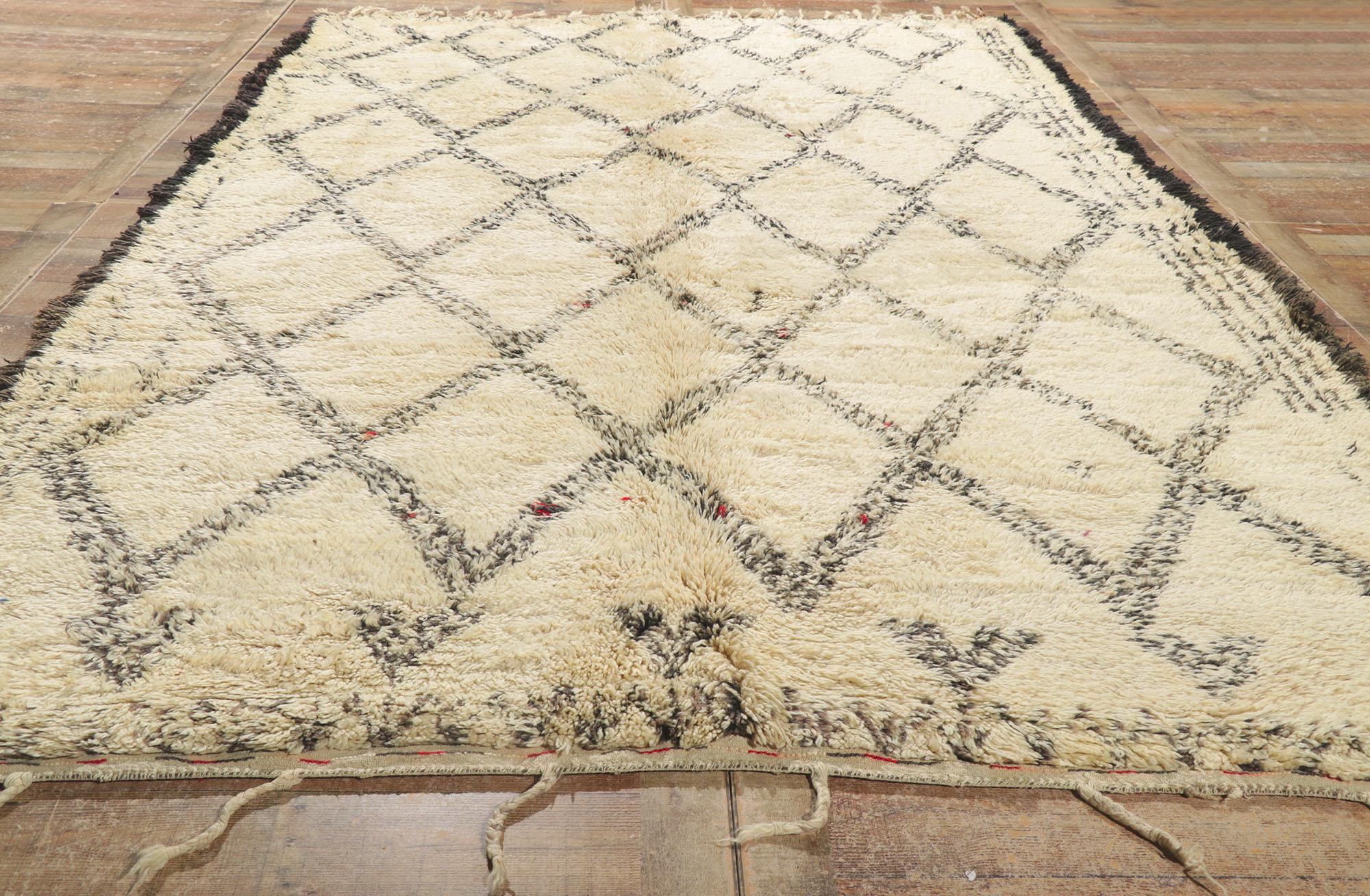 20th Century 1960s Vintage Berber Beni Ourain Rug, Midcentury Meets Tribal Allure For Sale