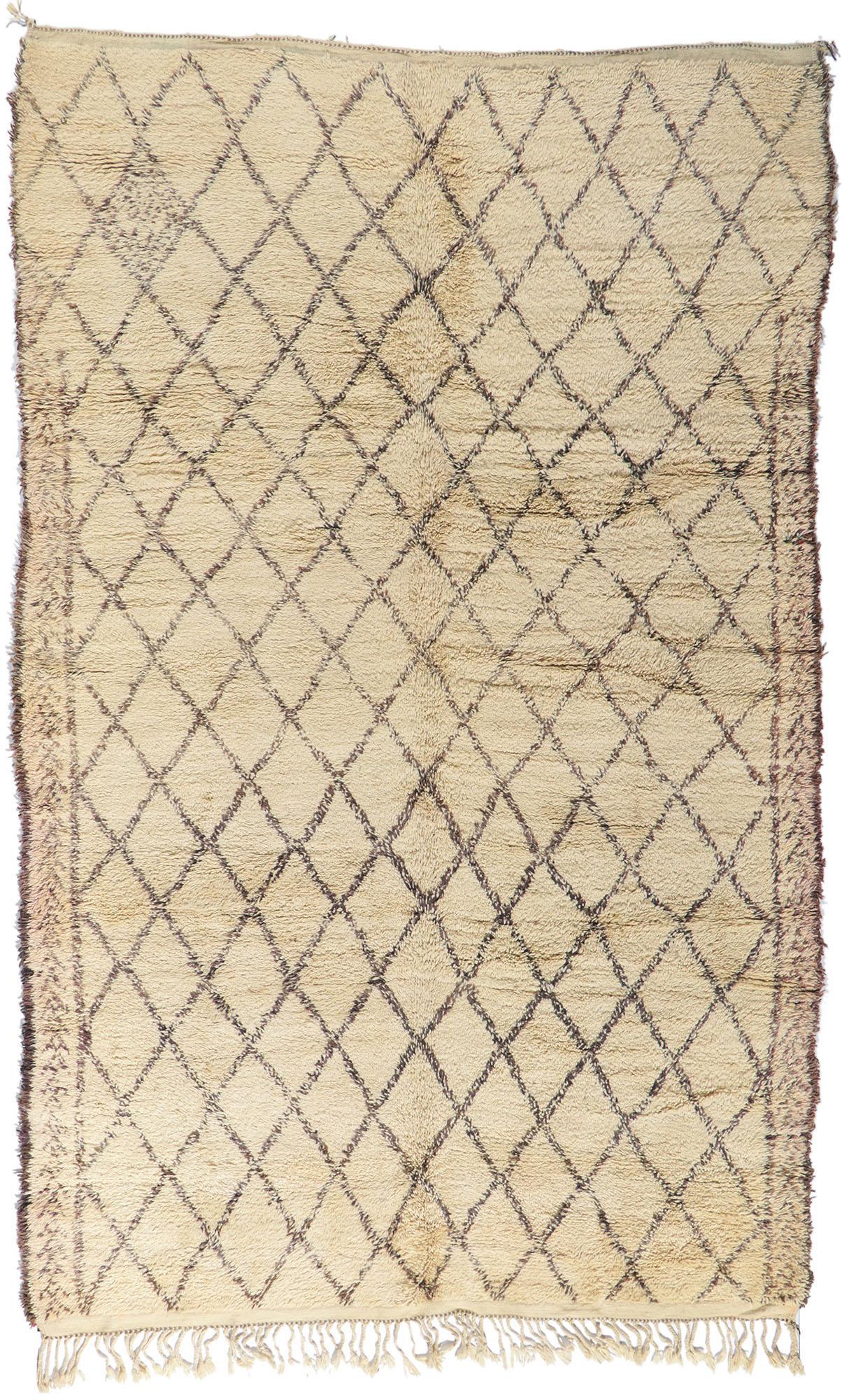 Vintage Berber Moroccan Beni Ourain Rug For Sale 2