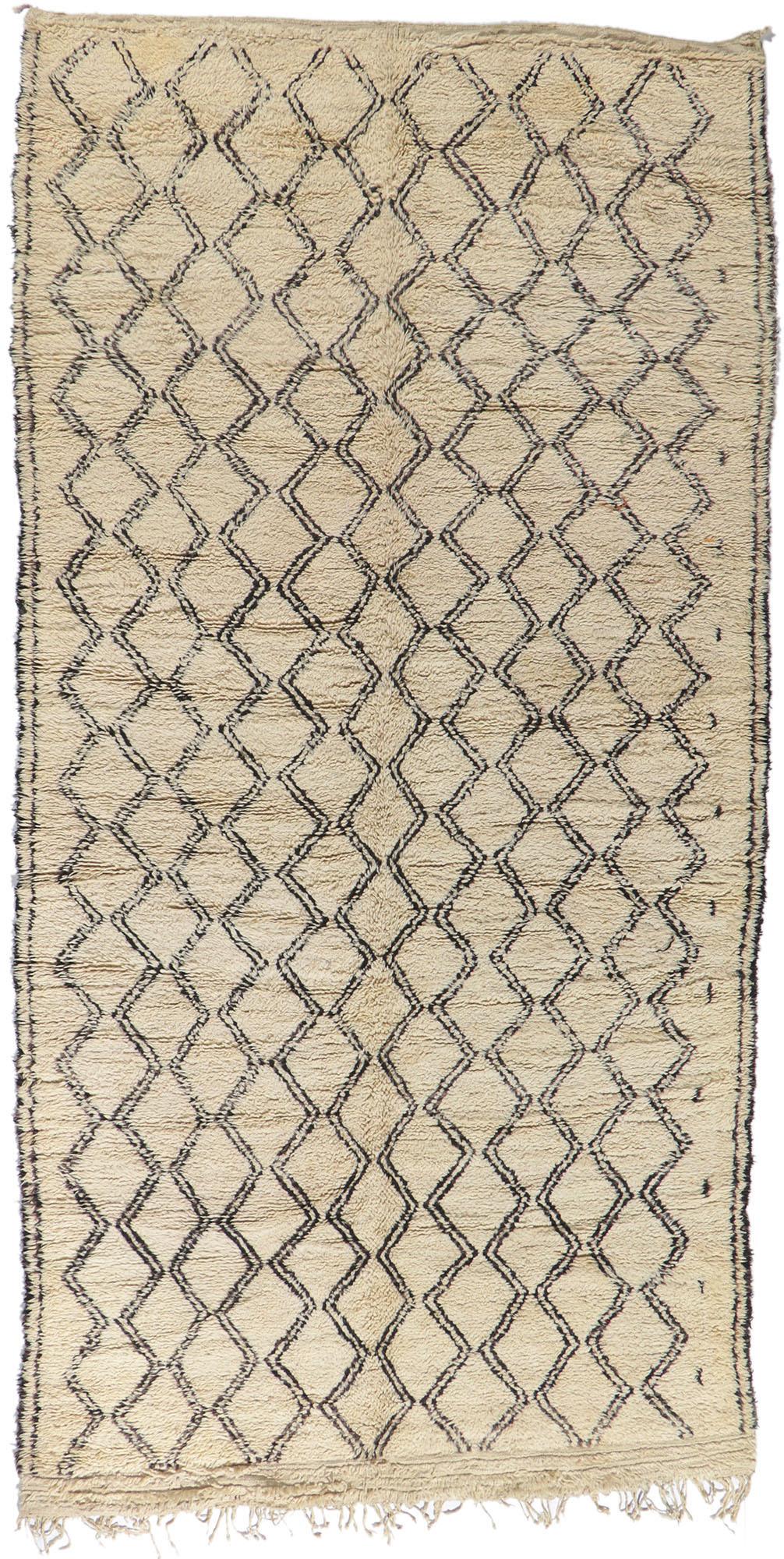 Vintage Berber Moroccan Beni Ourain Rug For Sale 2