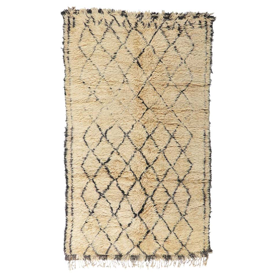Vintage Moroccan Beni Ourain Tribe Berber Rug For Sale at 1stDibs